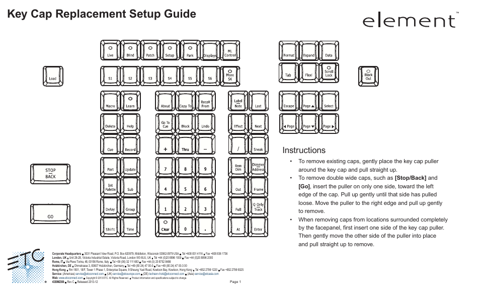 ETC Element Full Keycap Upgrade Kit Setup Guide User Manual | 1 page