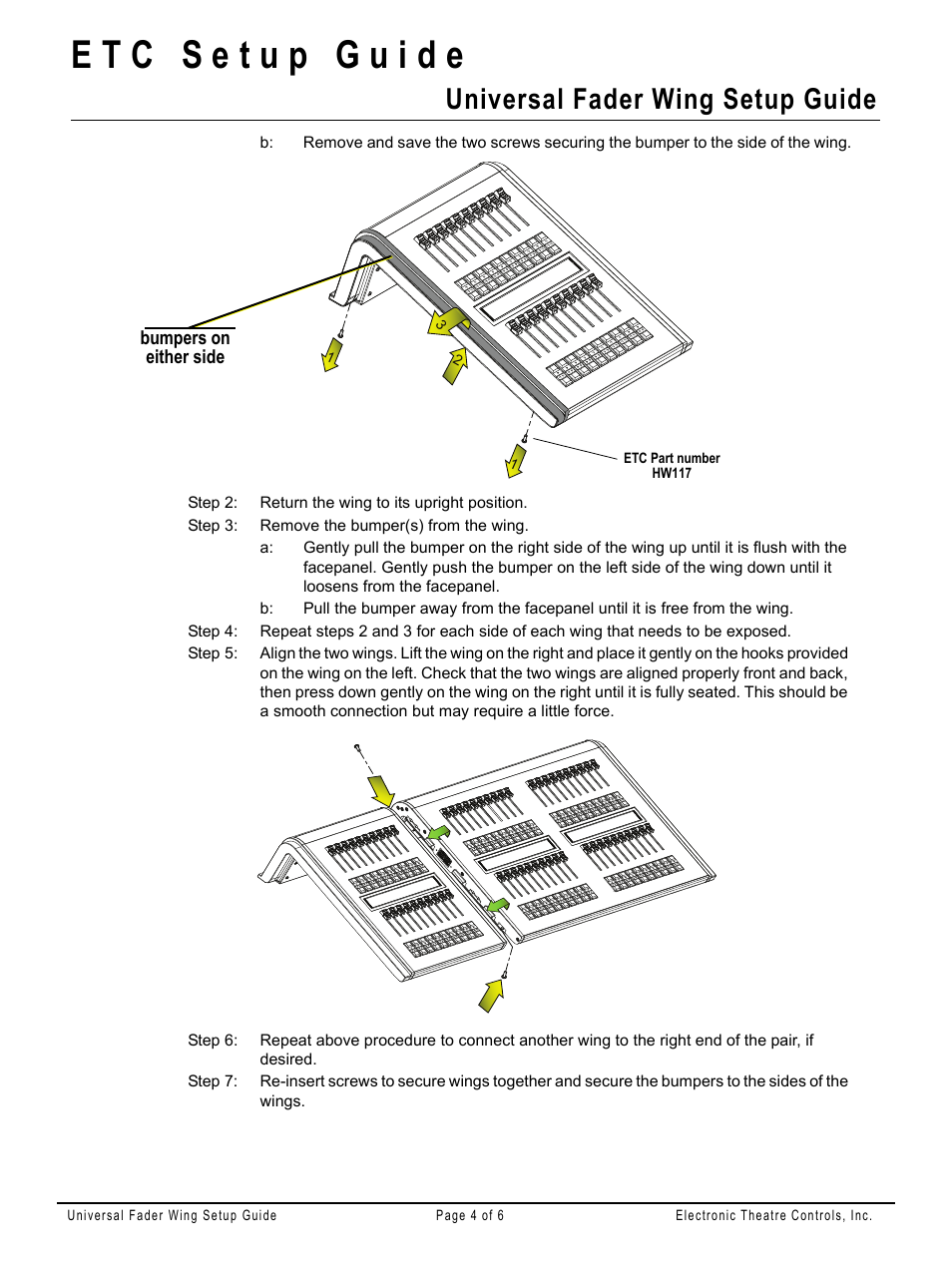 Universal fader wing setup guide | ETC Universal Fader Wing Setup Guide (Rev F) User Manual | Page 4 / 6