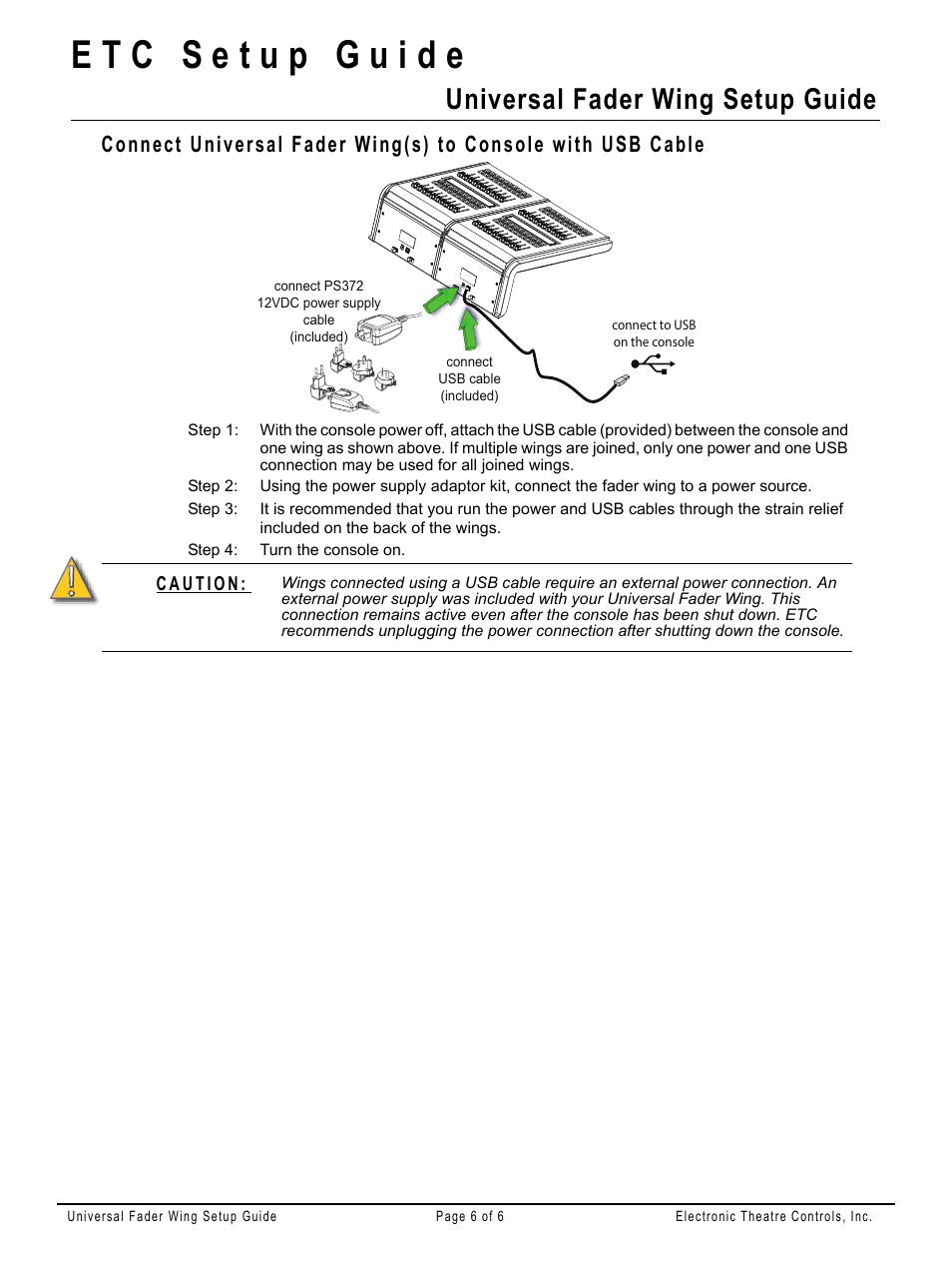 Universal fader wing setup guide | ETC Universal Fader Wing Setup Guide (Rev F) User Manual | Page 6 / 6