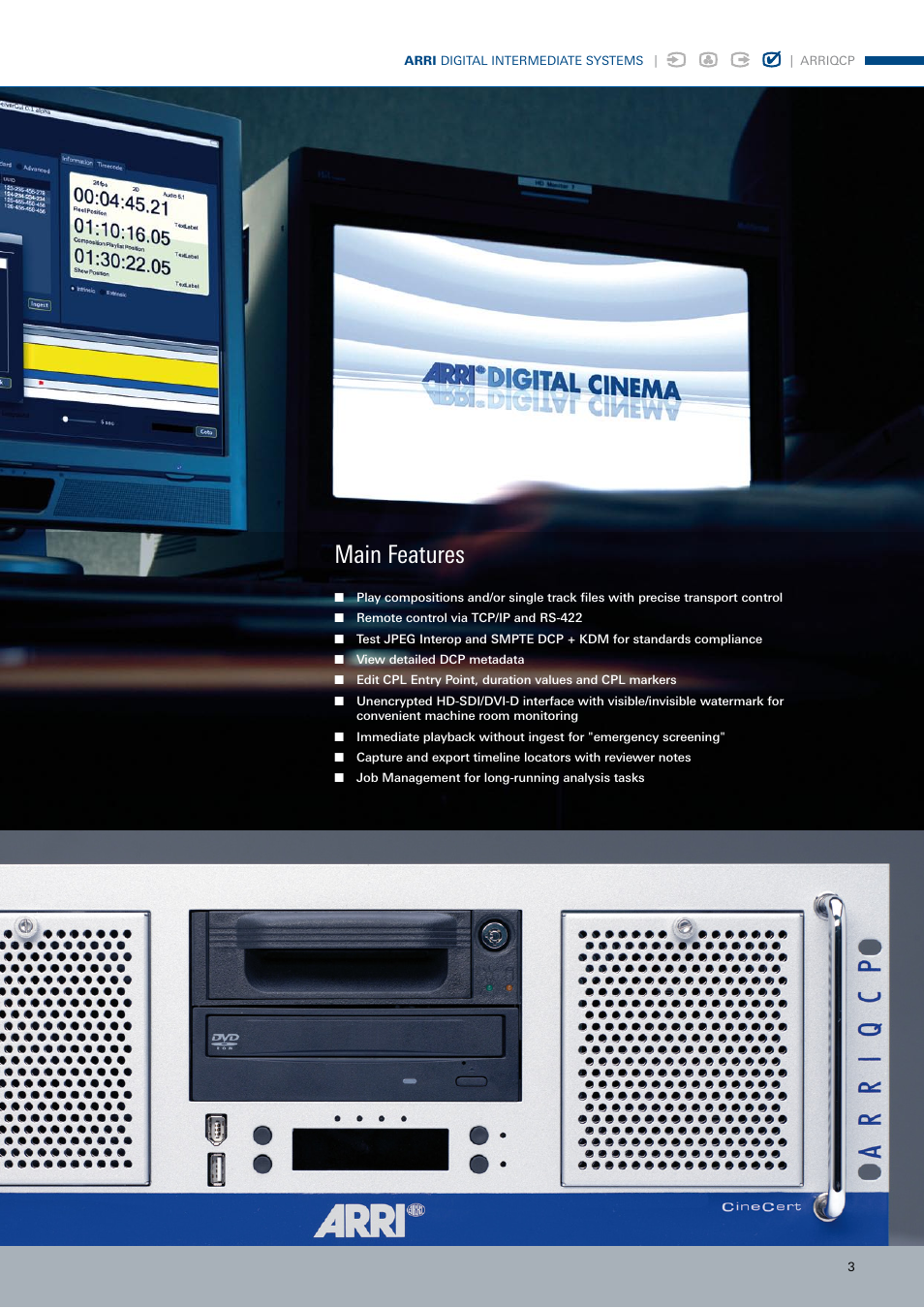 Main features | ARRI Quality Control Player ARRIQCP User Manual | Page 3 / 8