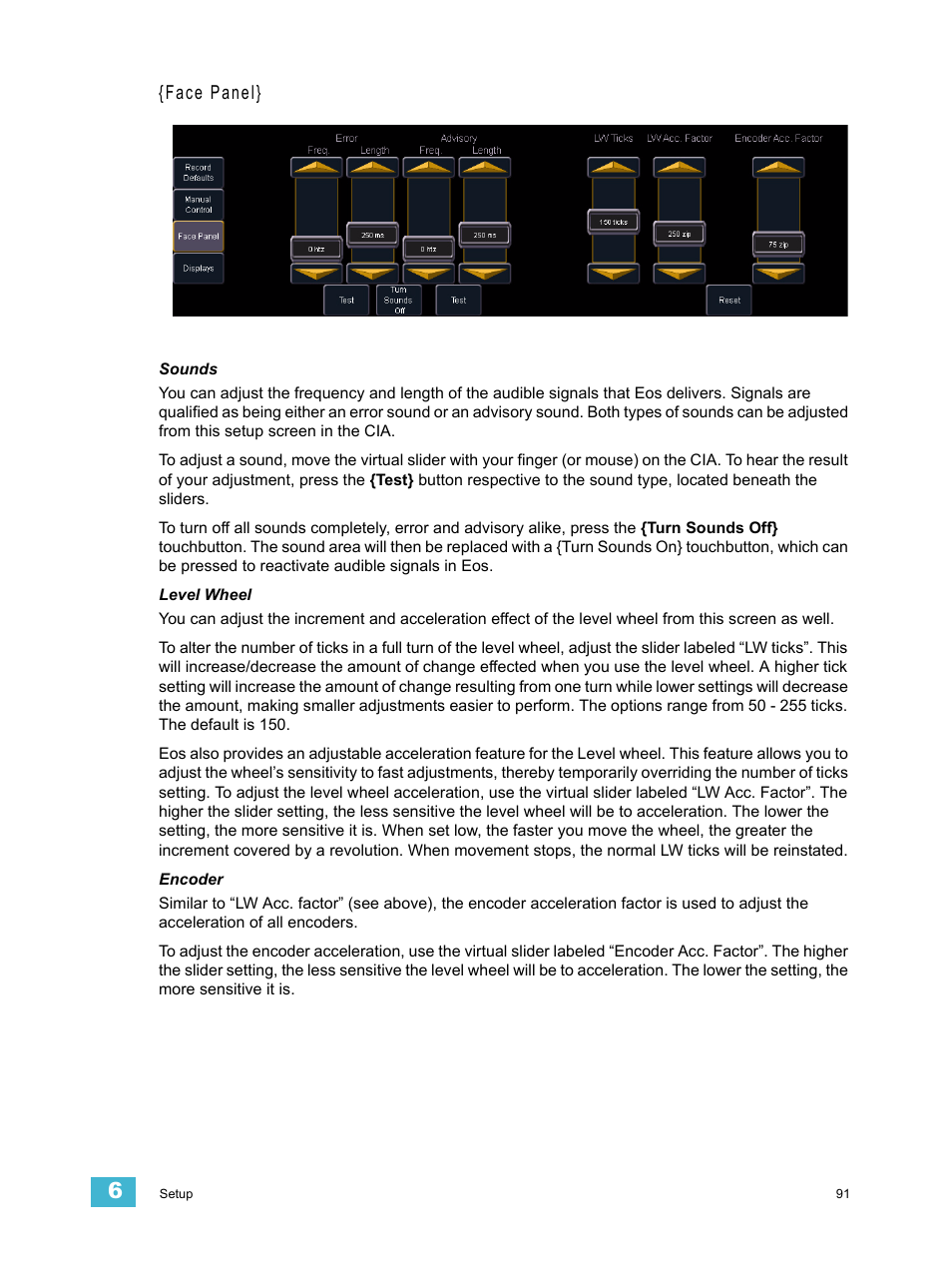 Face panel | ETC Eos v1.3 User Manual | Page 105 / 356