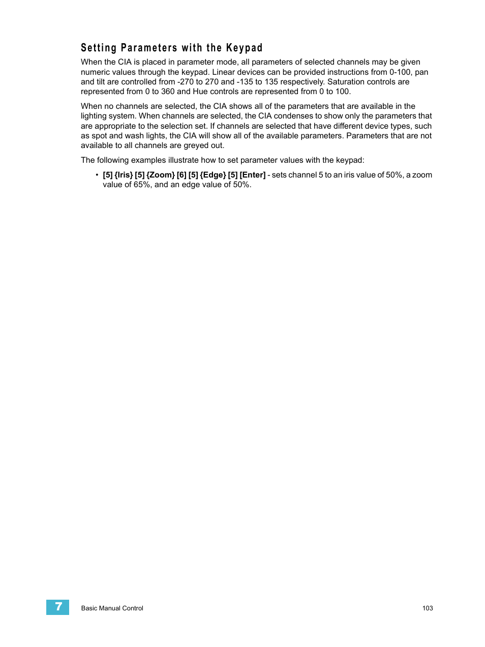 Setting parameters with the keypad | ETC Eos v1.3 User Manual | Page 117 / 356