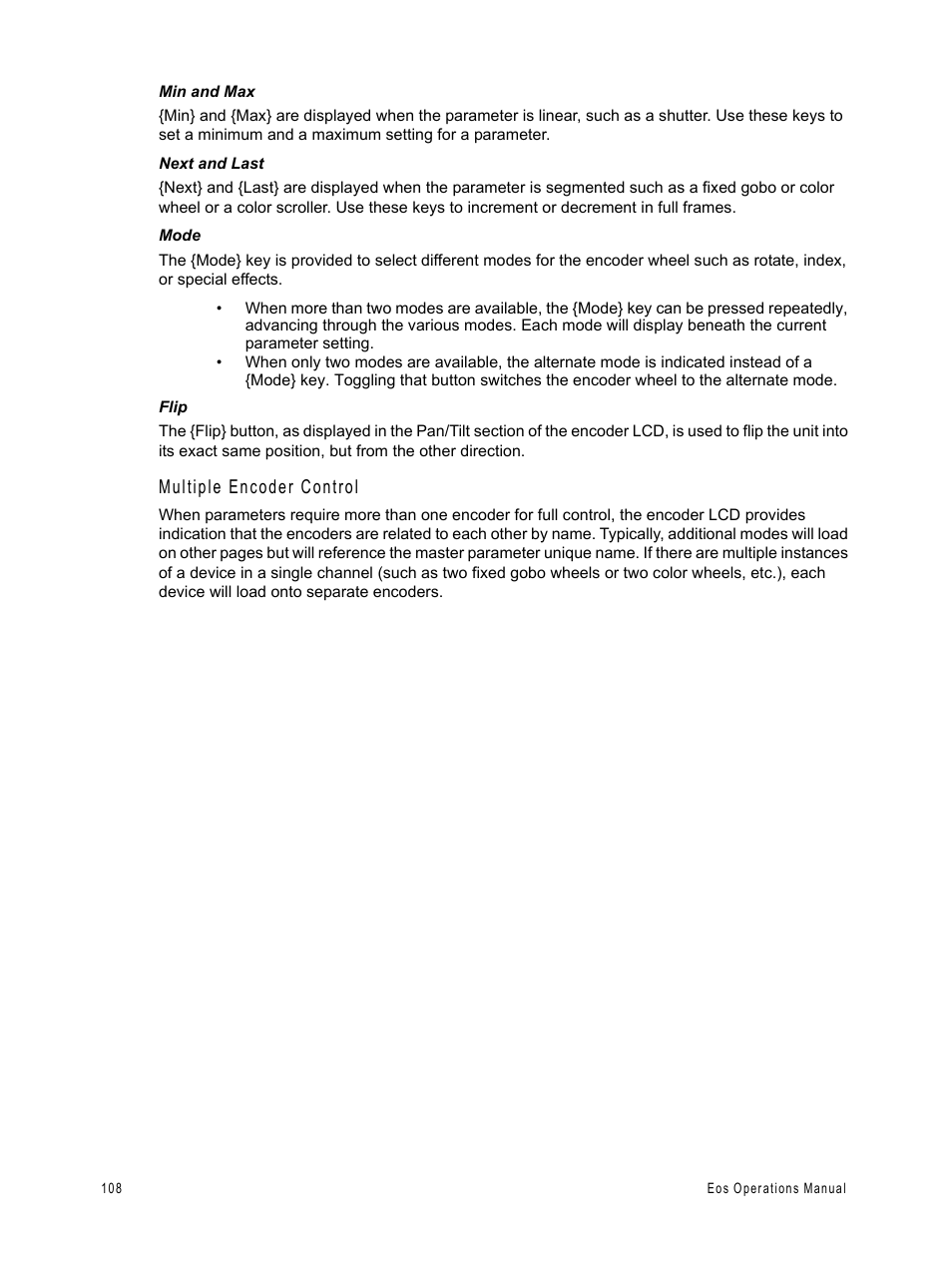 Multiple encoder control | ETC Eos v1.3 User Manual | Page 122 / 356