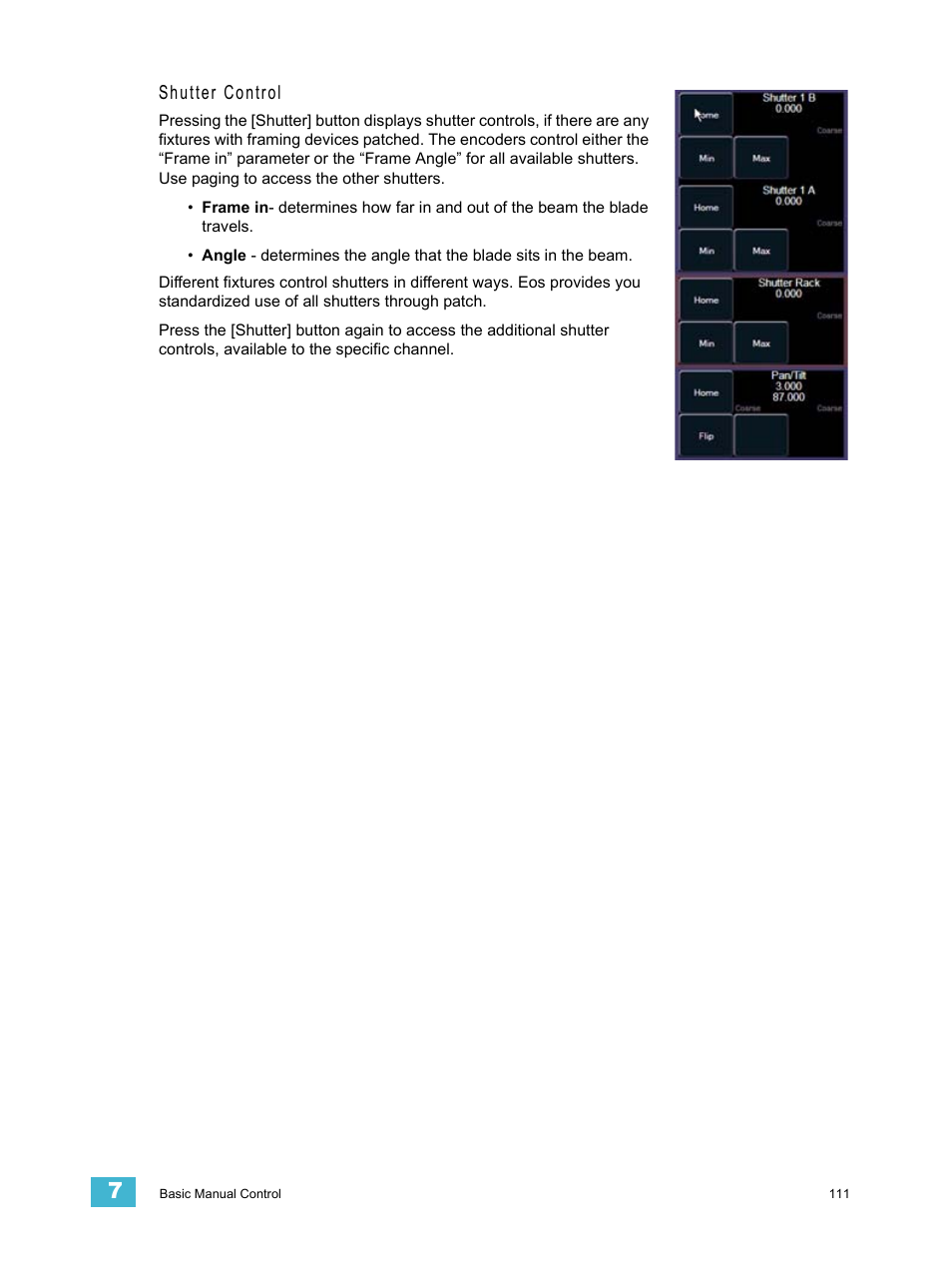 Shutter control | ETC Eos v1.3 User Manual | Page 125 / 356