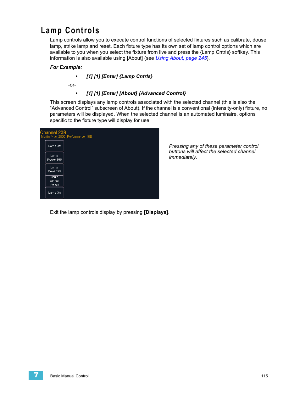 Lamp controls | ETC Eos v1.3 User Manual | Page 129 / 356