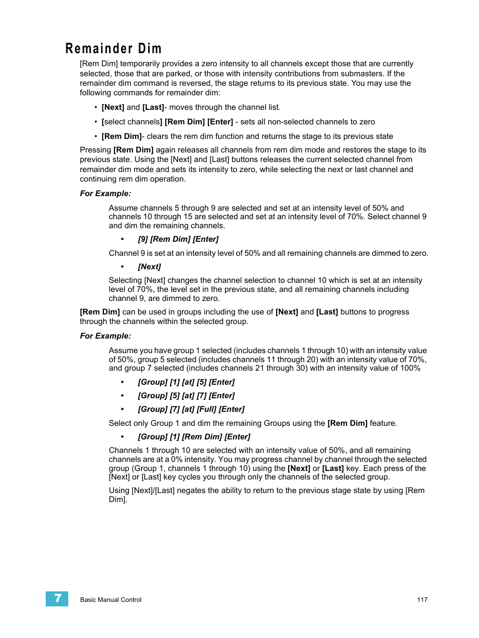 Remainder dim | ETC Eos v1.3 User Manual | Page 131 / 356