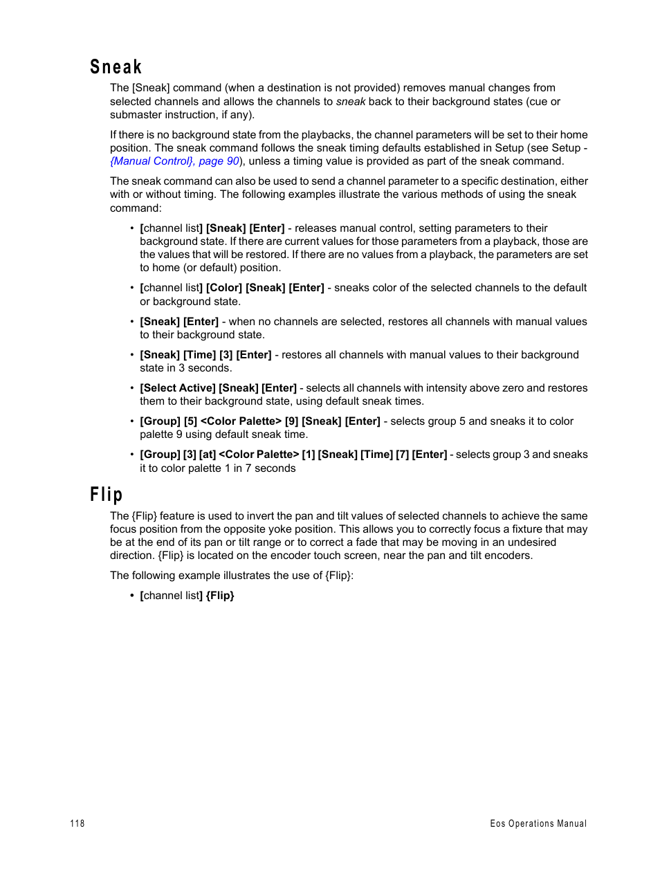 Sneak, Flip | ETC Eos v1.3 User Manual | Page 132 / 356