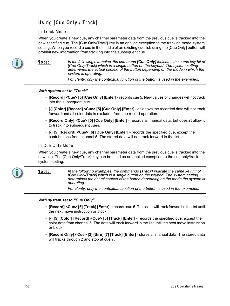 Using [cue only / track | ETC Eos v1.3 User Manual | Page 164 / 356