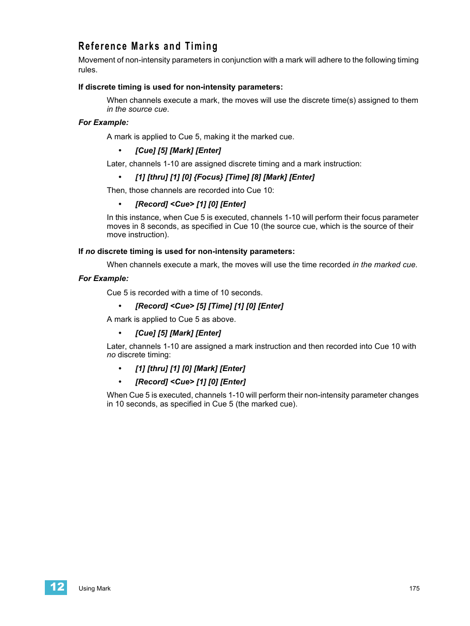 Reference marks and timing | ETC Eos v1.3 User Manual | Page 189 / 356