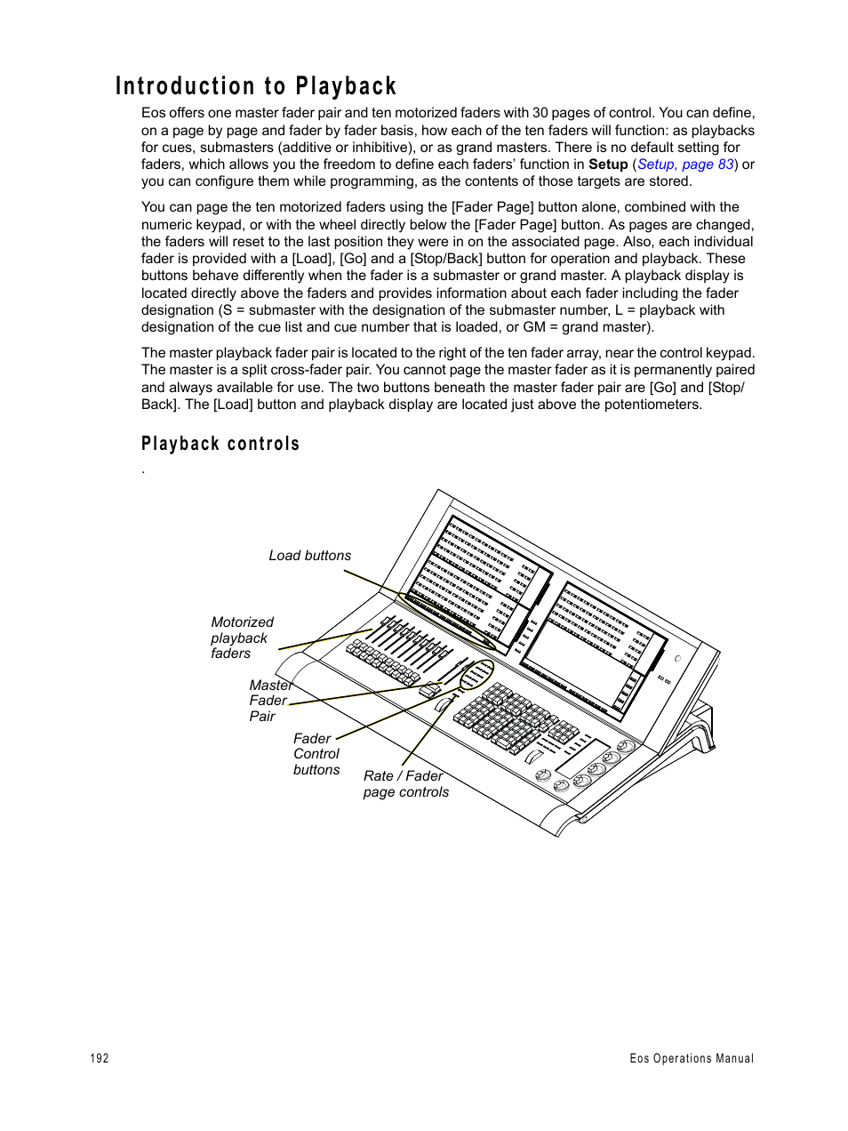 Introduction to playback, Playback controls | ETC Eos v1.3 User Manual | Page 206 / 356