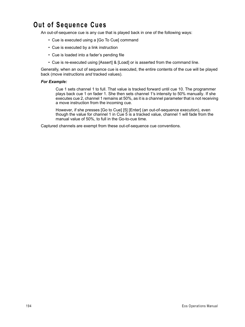 Out of sequence cues | ETC Eos v1.3 User Manual | Page 208 / 356