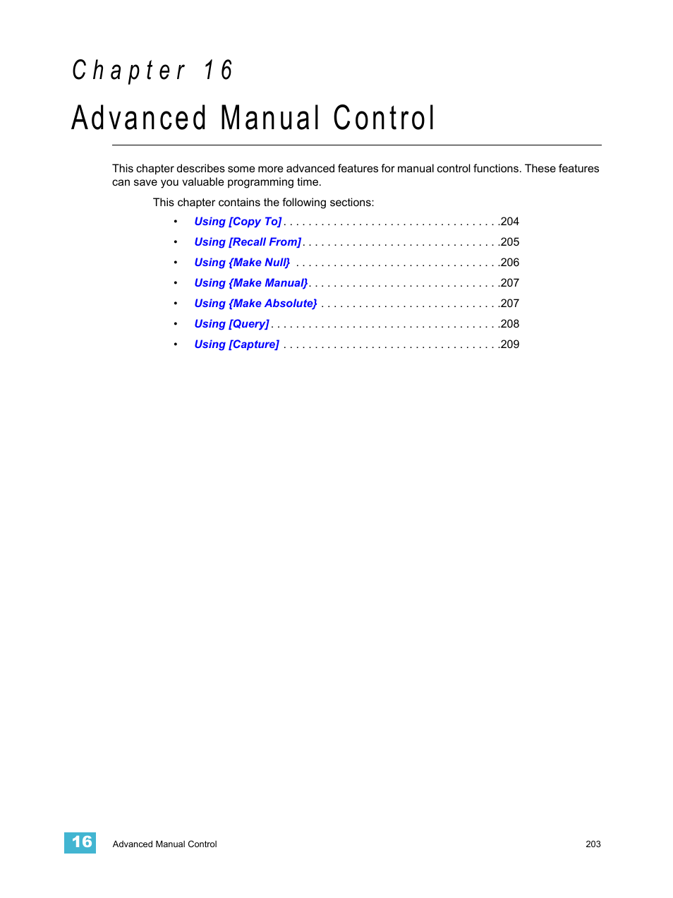 Advanced manual control, C h a p t e r 1 6 | ETC Eos v1.3 User Manual | Page 217 / 356