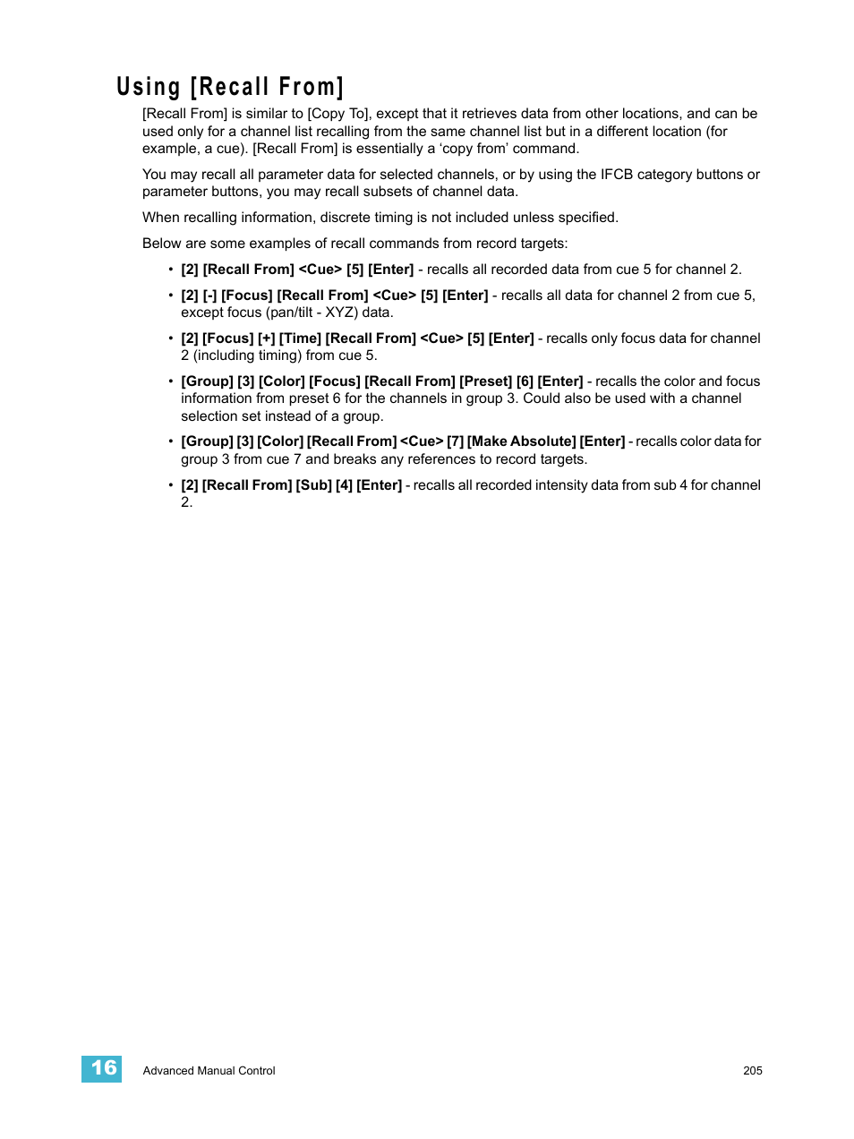 Using [recall from | ETC Eos v1.3 User Manual | Page 219 / 356