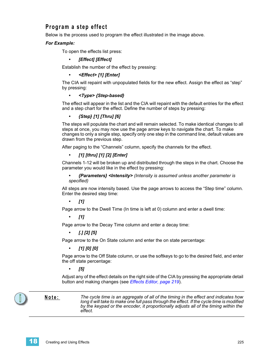 Program a step effect, N o t e | ETC Eos v1.3 User Manual | Page 239 / 356