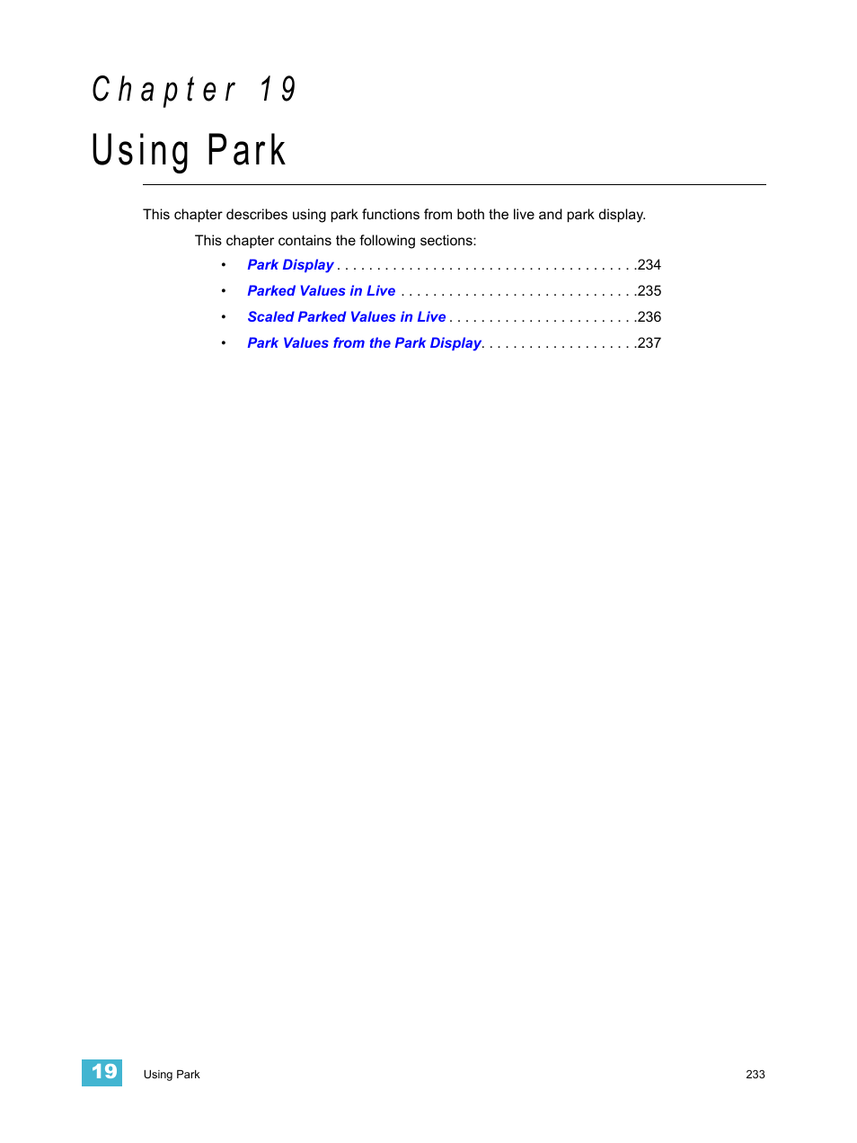 Using park, C h a p t e r 1 9 | ETC Eos v1.3 User Manual | Page 247 / 356