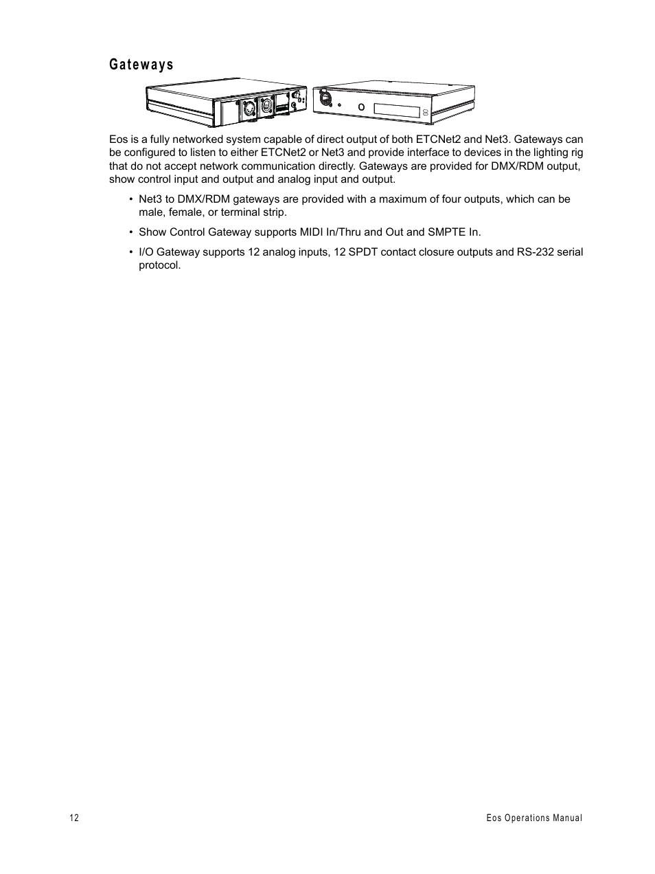 Gateways | ETC Eos v1.3 User Manual | Page 26 / 356