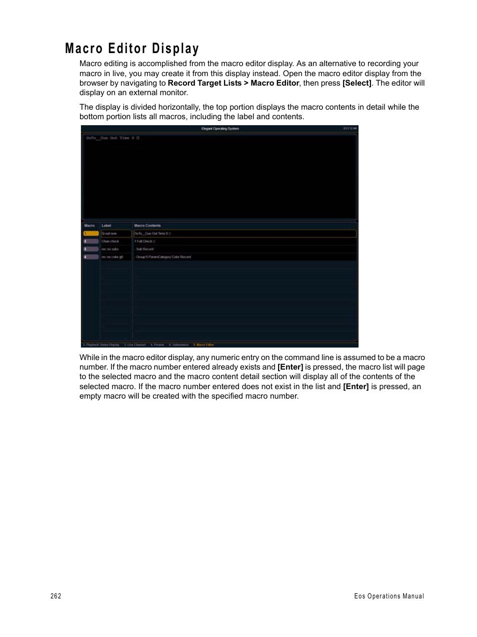 Macro editor display | ETC Eos v1.3 User Manual | Page 276 / 356