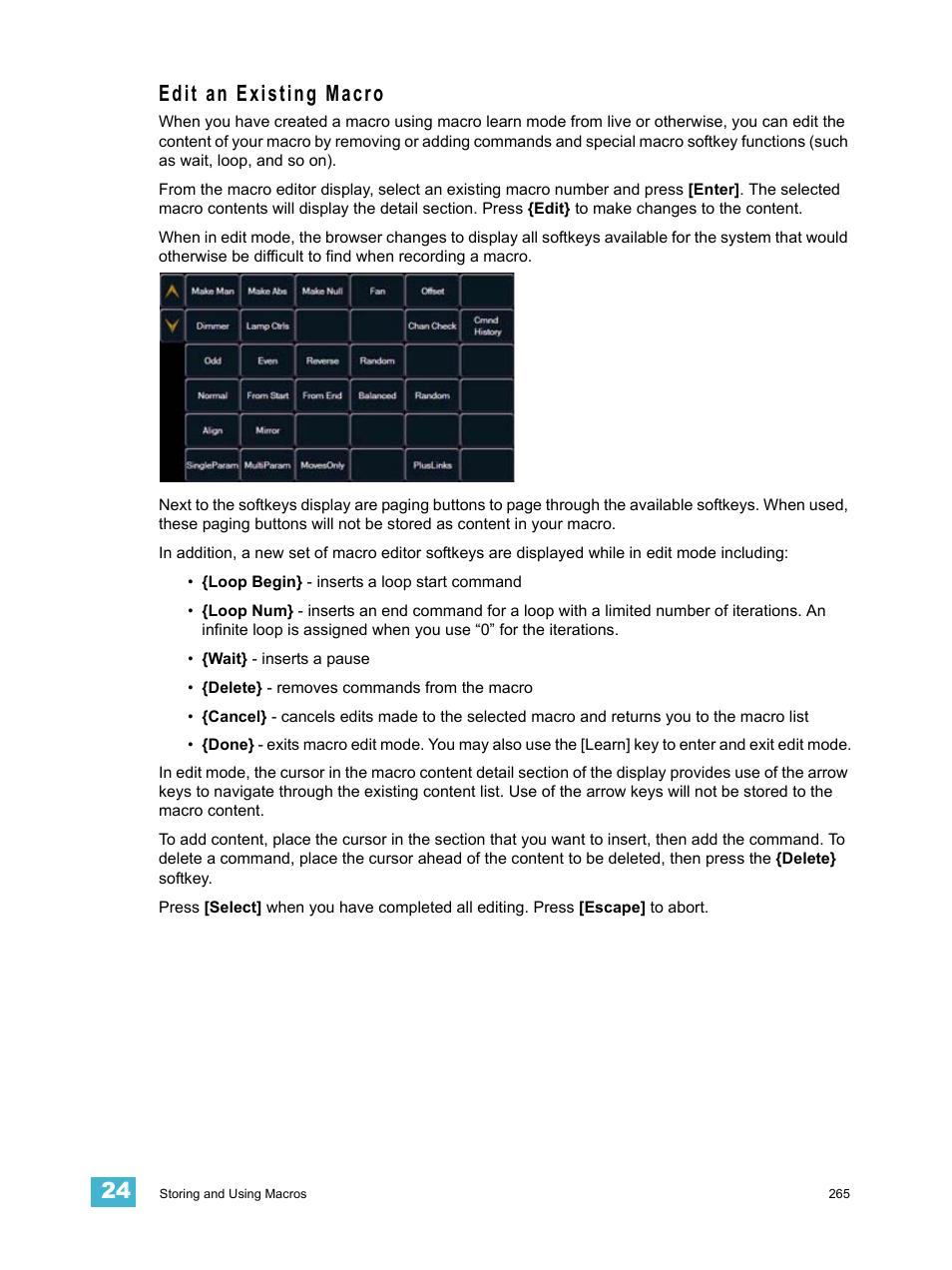 Edit an existing macro | ETC Eos v1.3 User Manual | Page 279 / 356