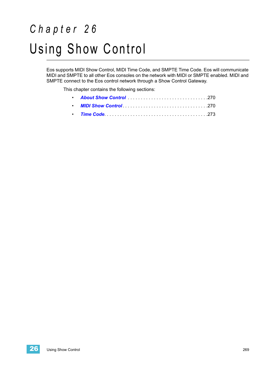 Using show control, C h a p t e r 2 6 | ETC Eos v1.3 User Manual | Page 283 / 356