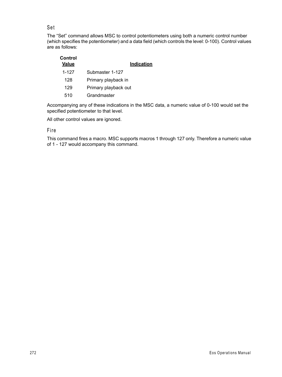 Fire | ETC Eos v1.3 User Manual | Page 286 / 356