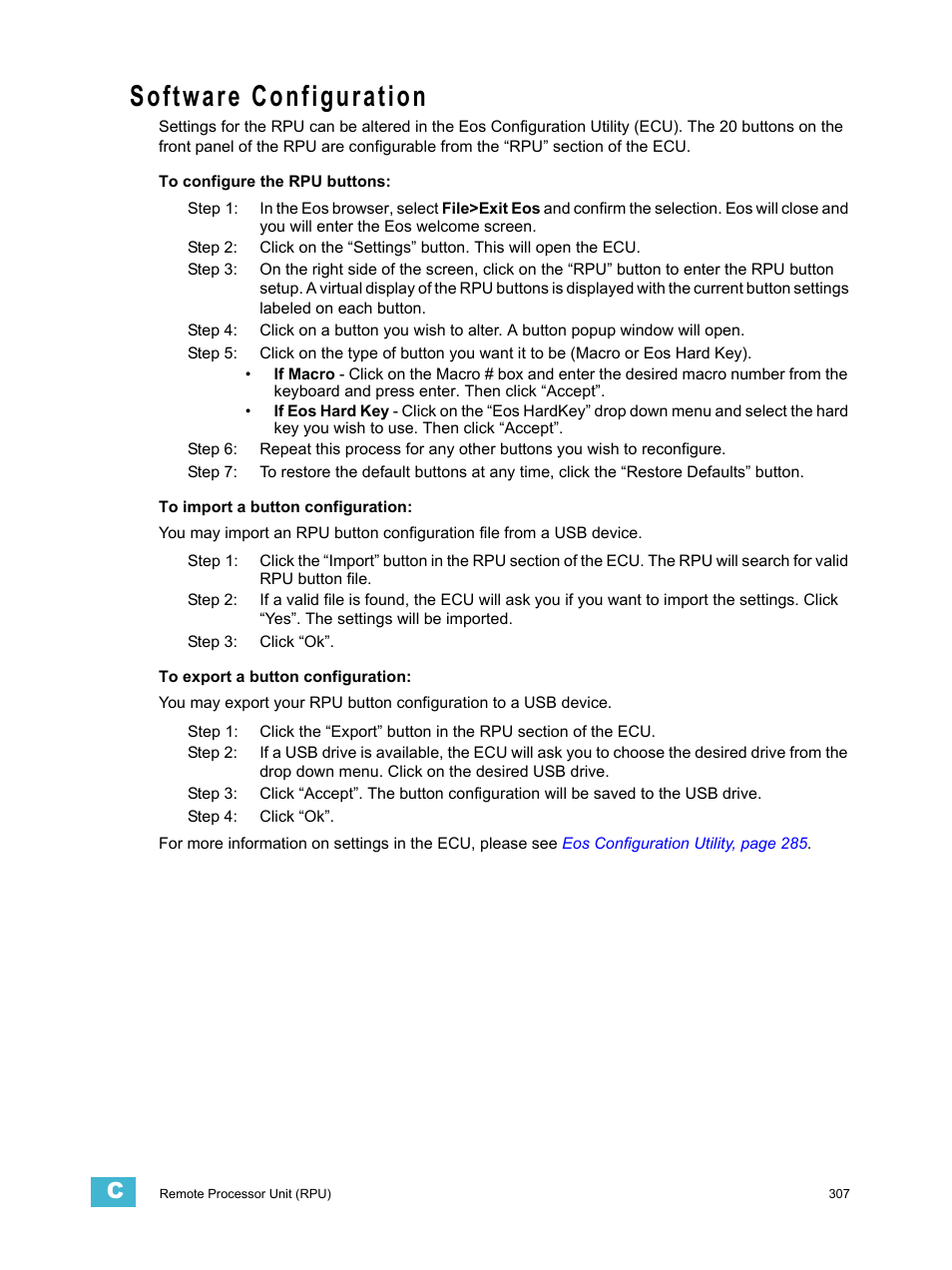 Software configuration | ETC Eos v1.3 User Manual | Page 321 / 356