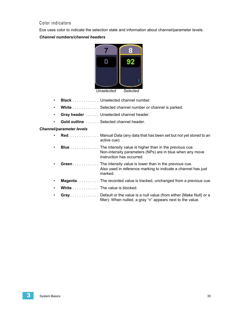 Color indicators | ETC Eos v1.3 User Manual | Page 49 / 356