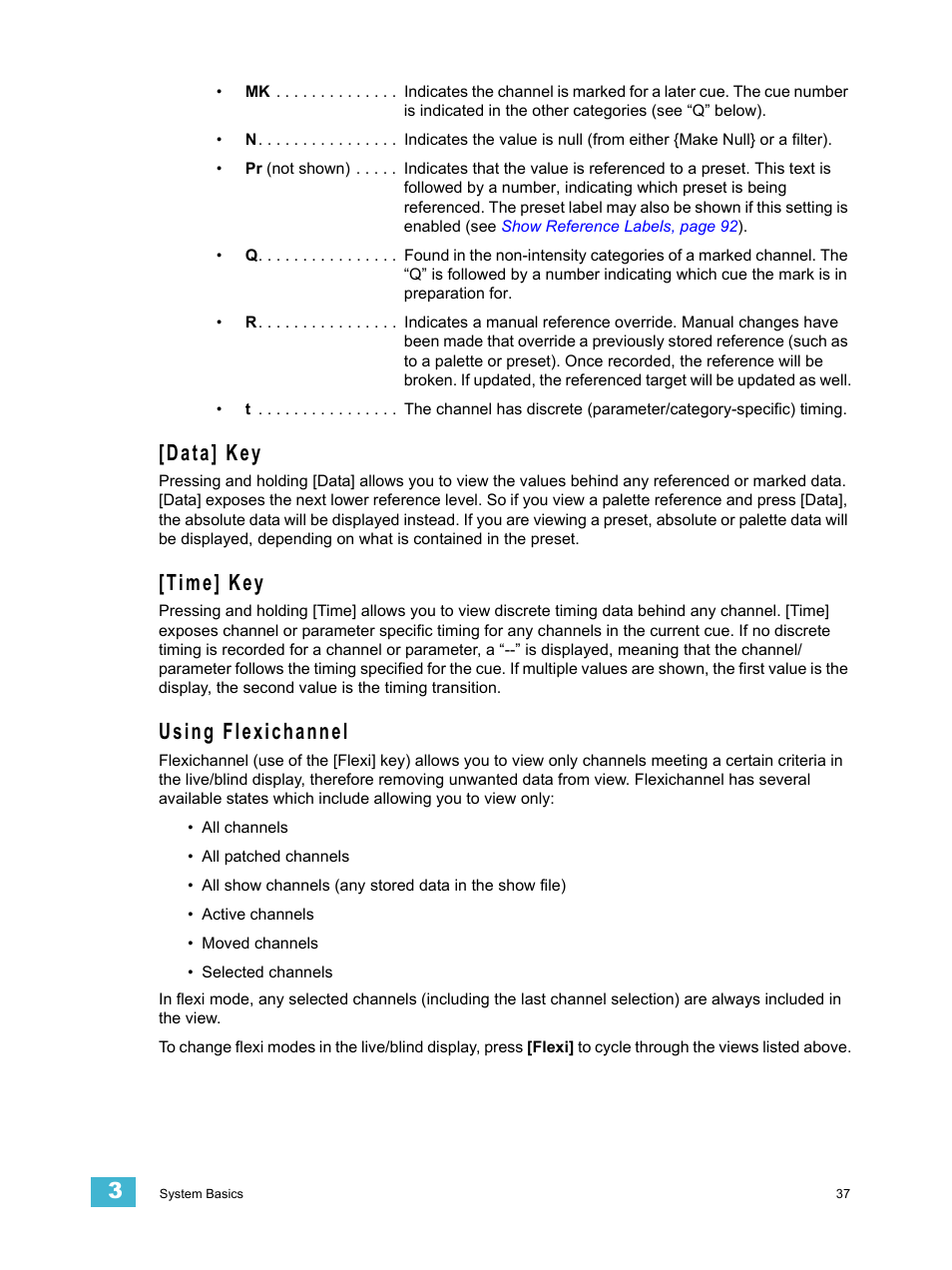 Data] key, Time] key, Using flexichannel | Data] key [time] key using flexichannel | ETC Eos v1.3 User Manual | Page 51 / 356