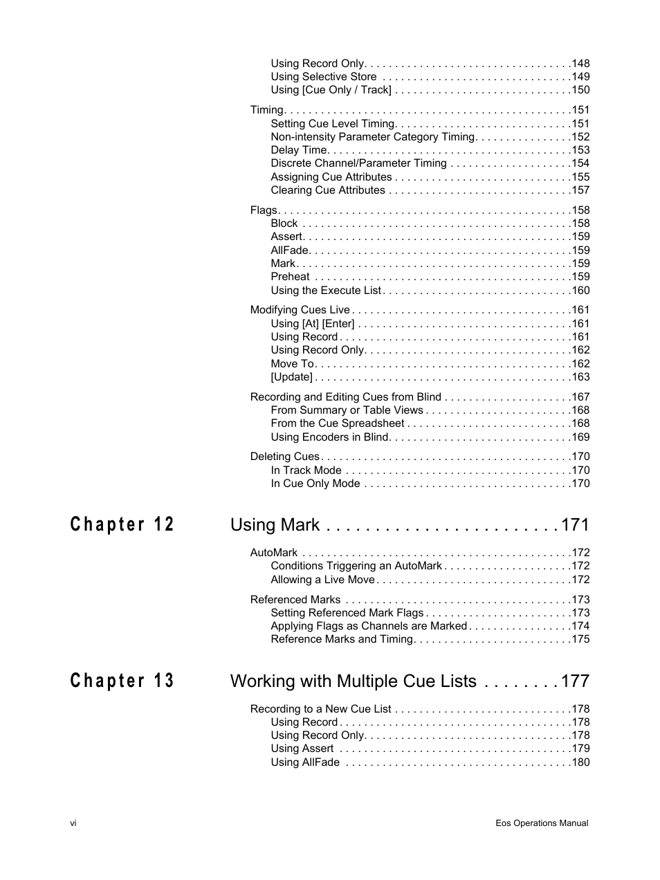 Using mark, Working with multiple cue lists | ETC Eos v1.3 User Manual | Page 8 / 356