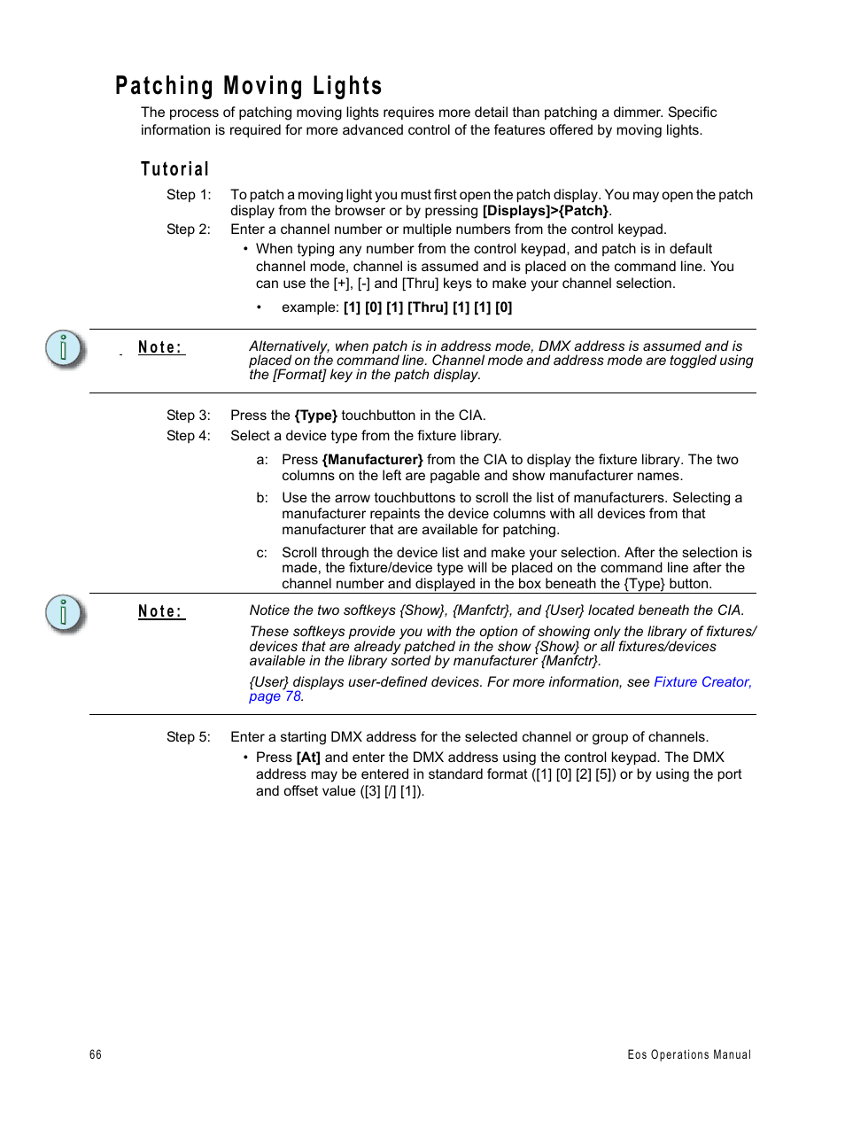 Patching moving lights, Tutorial | ETC Eos v1.3 User Manual | Page 80 / 356