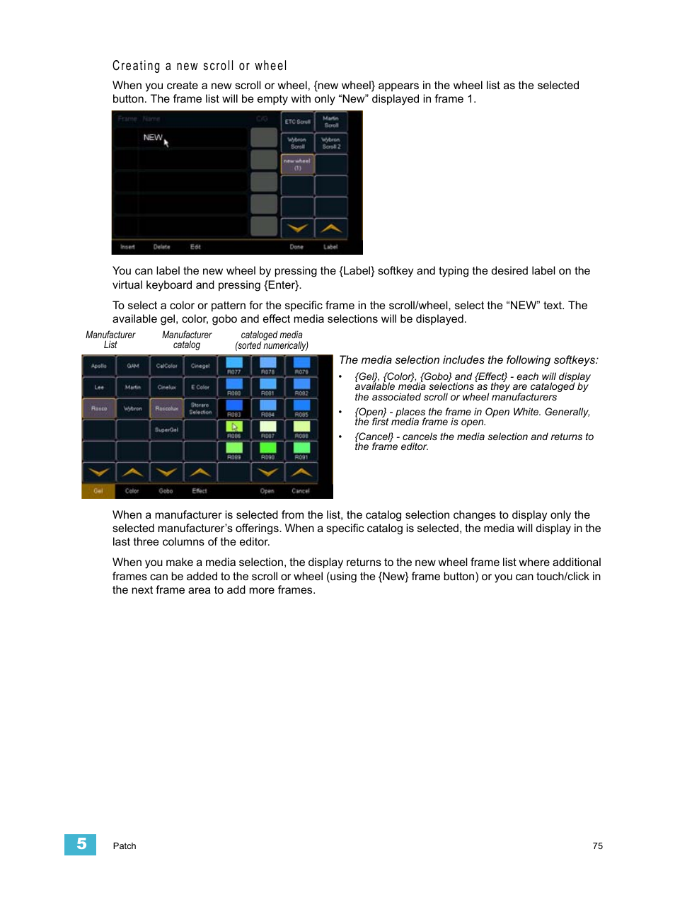 Creating a new scroll or wheel | ETC Eos v1.3 User Manual | Page 89 / 356