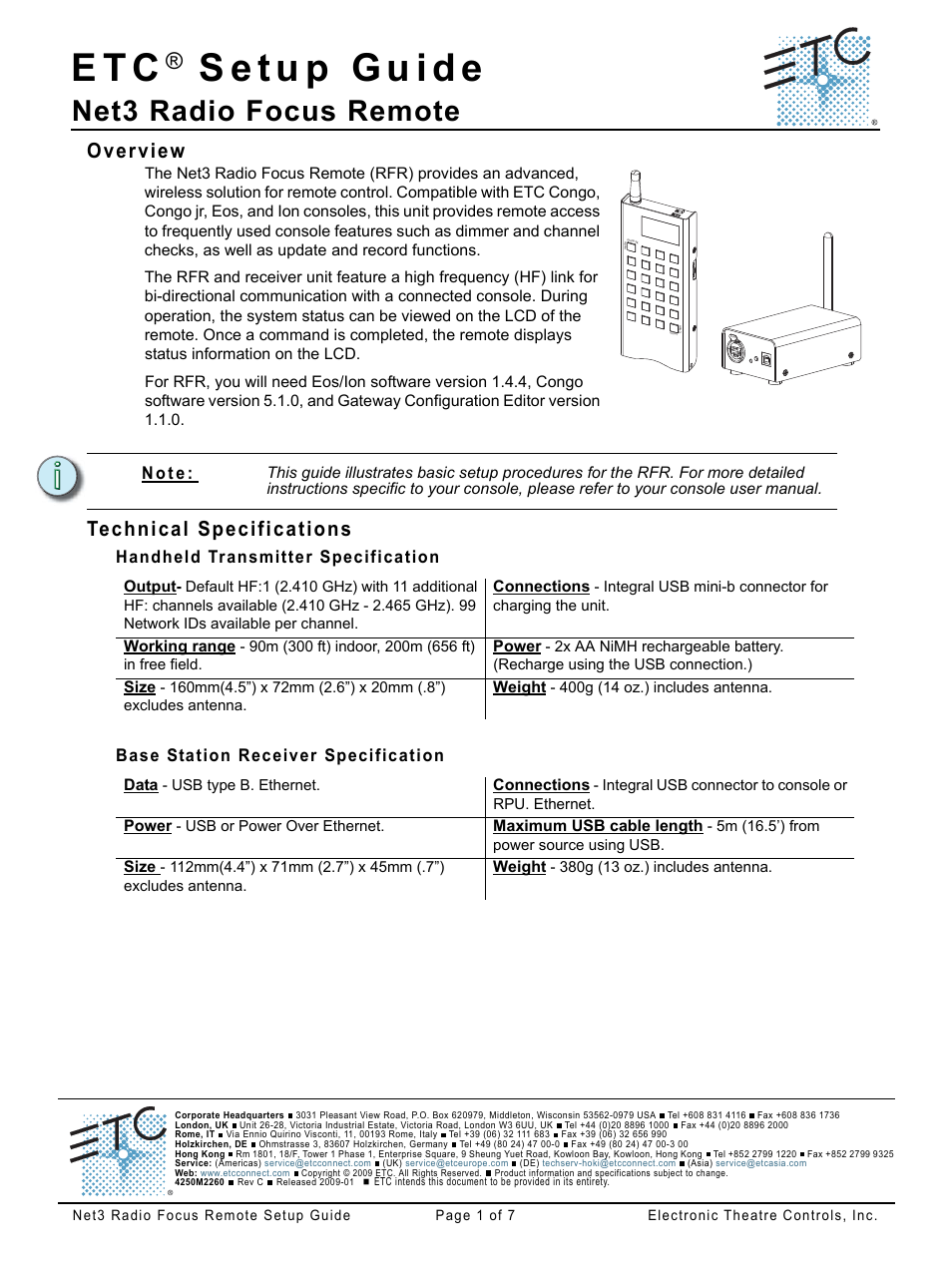 ETC Net3 Radio Focus Remote (RFR) Setup Guide User Manual | 7 pages