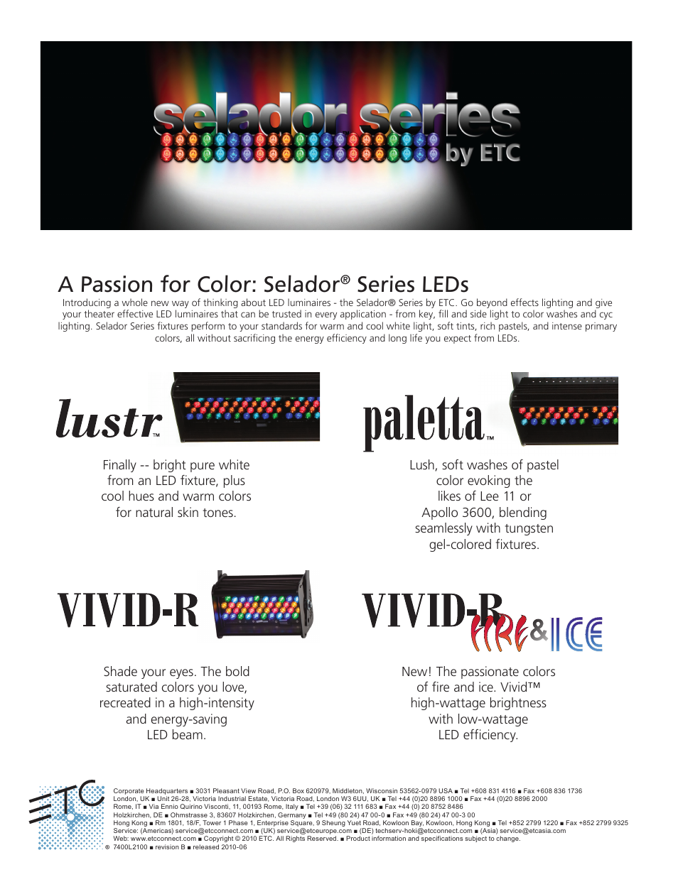 A passion for color: selador, Series leds | ETC Selador Application Design Guide User Manual | Page 12 / 12