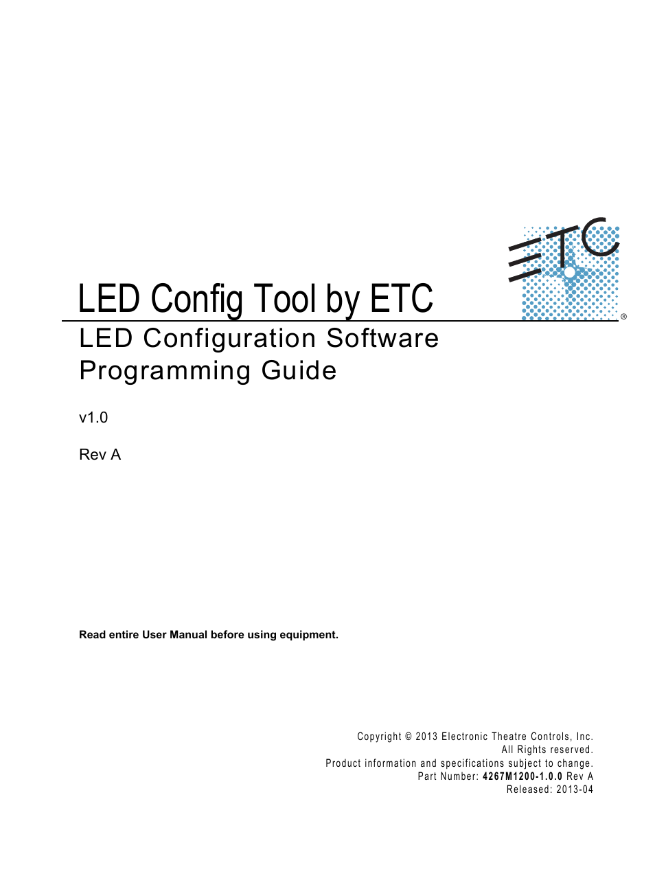 ETC LED Configuration Software Programming Guide User Manual | 24 pages