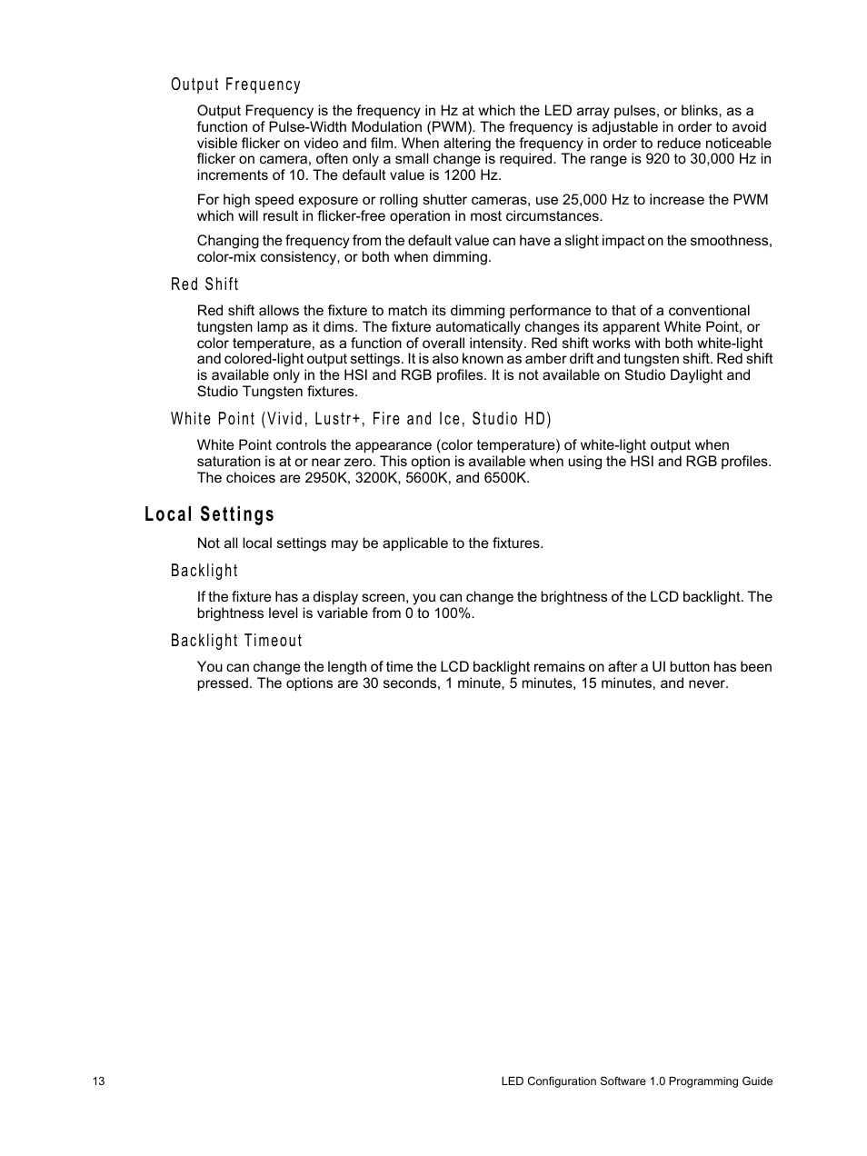 Local settings | ETC LED Configuration Software Programming Guide User Manual | Page 16 / 24