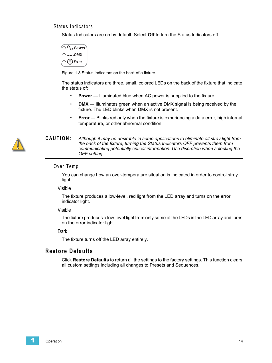 Restore defaults | ETC LED Configuration Software Programming Guide User Manual | Page 17 / 24