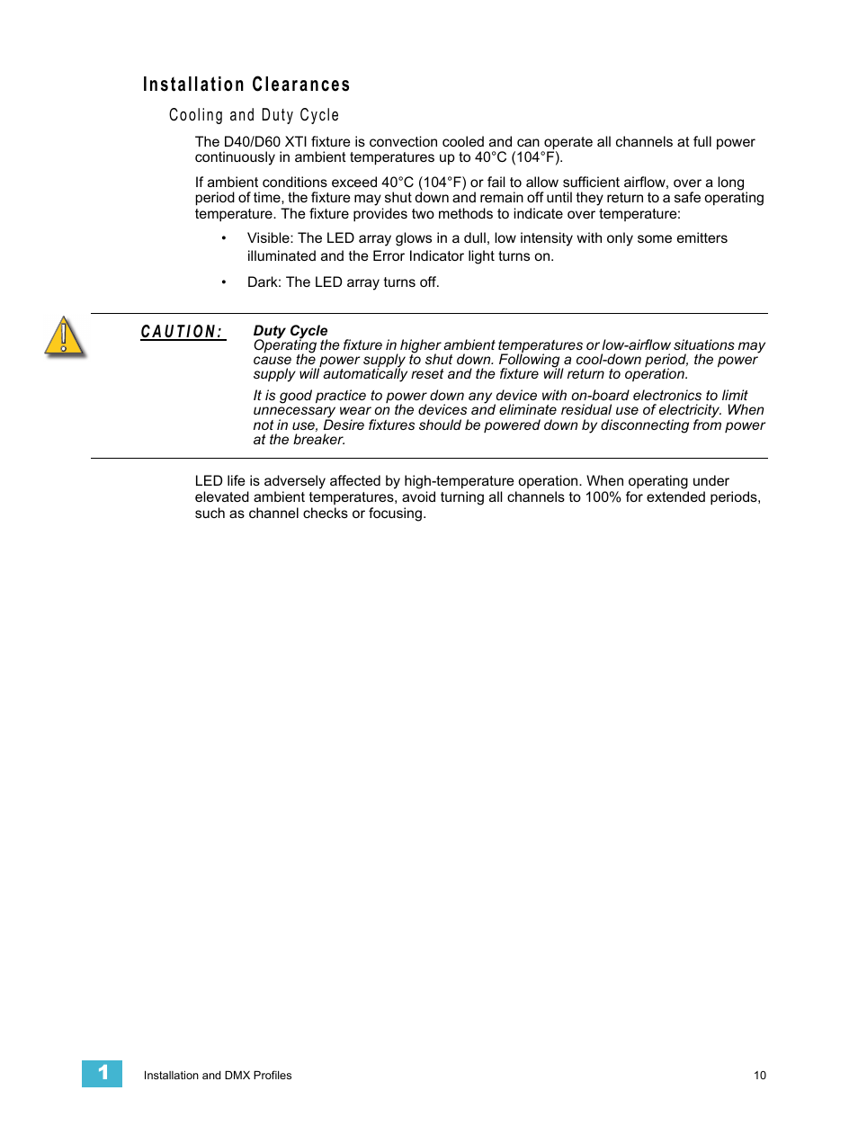 Installation clearances | ETC Desire Series XTI v1.6.0 User Manual | Page 15 / 48