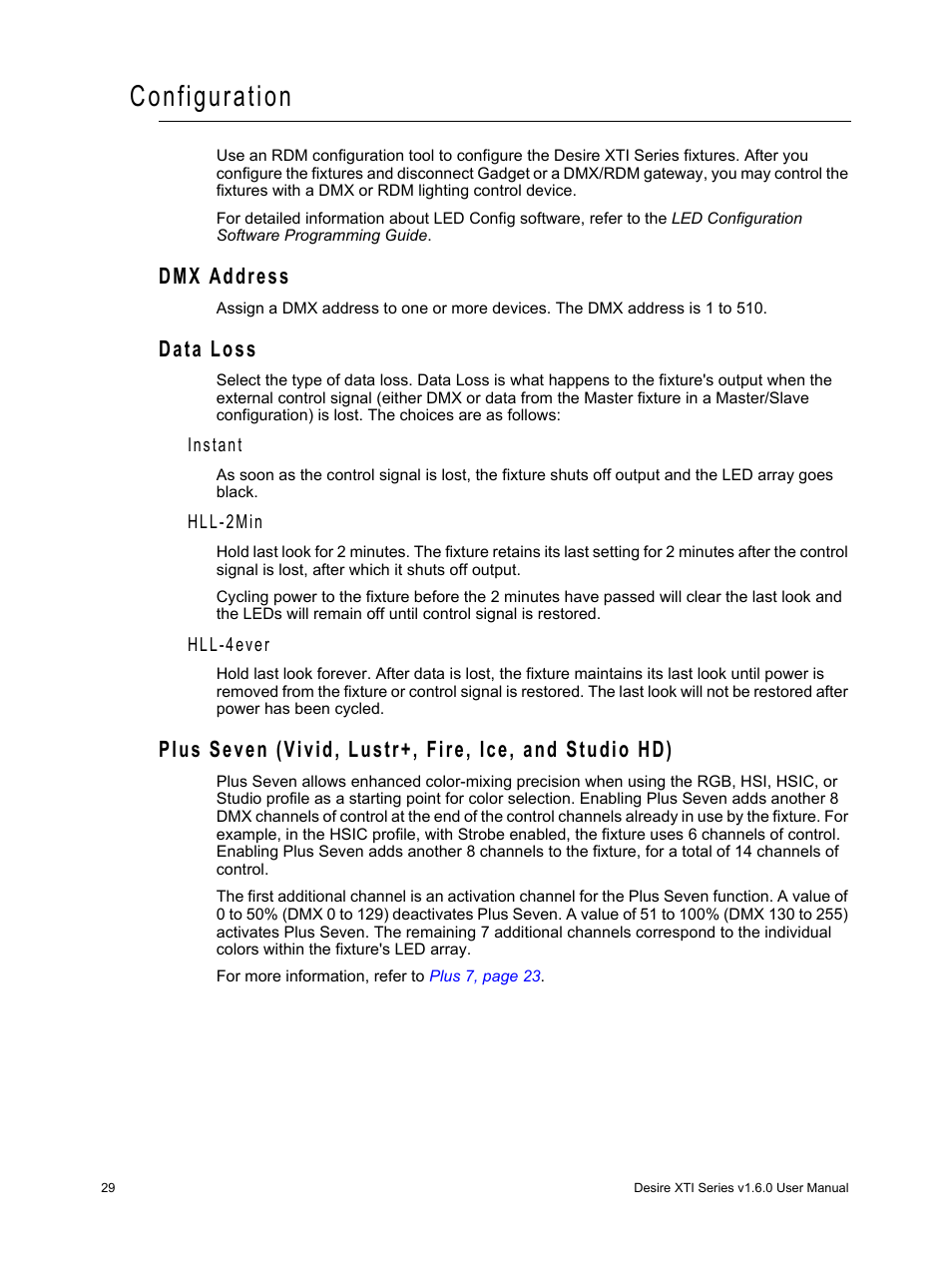 Configuration, Dmx address, Data loss | ETC Desire Series XTI v1.6.0 User Manual | Page 34 / 48
