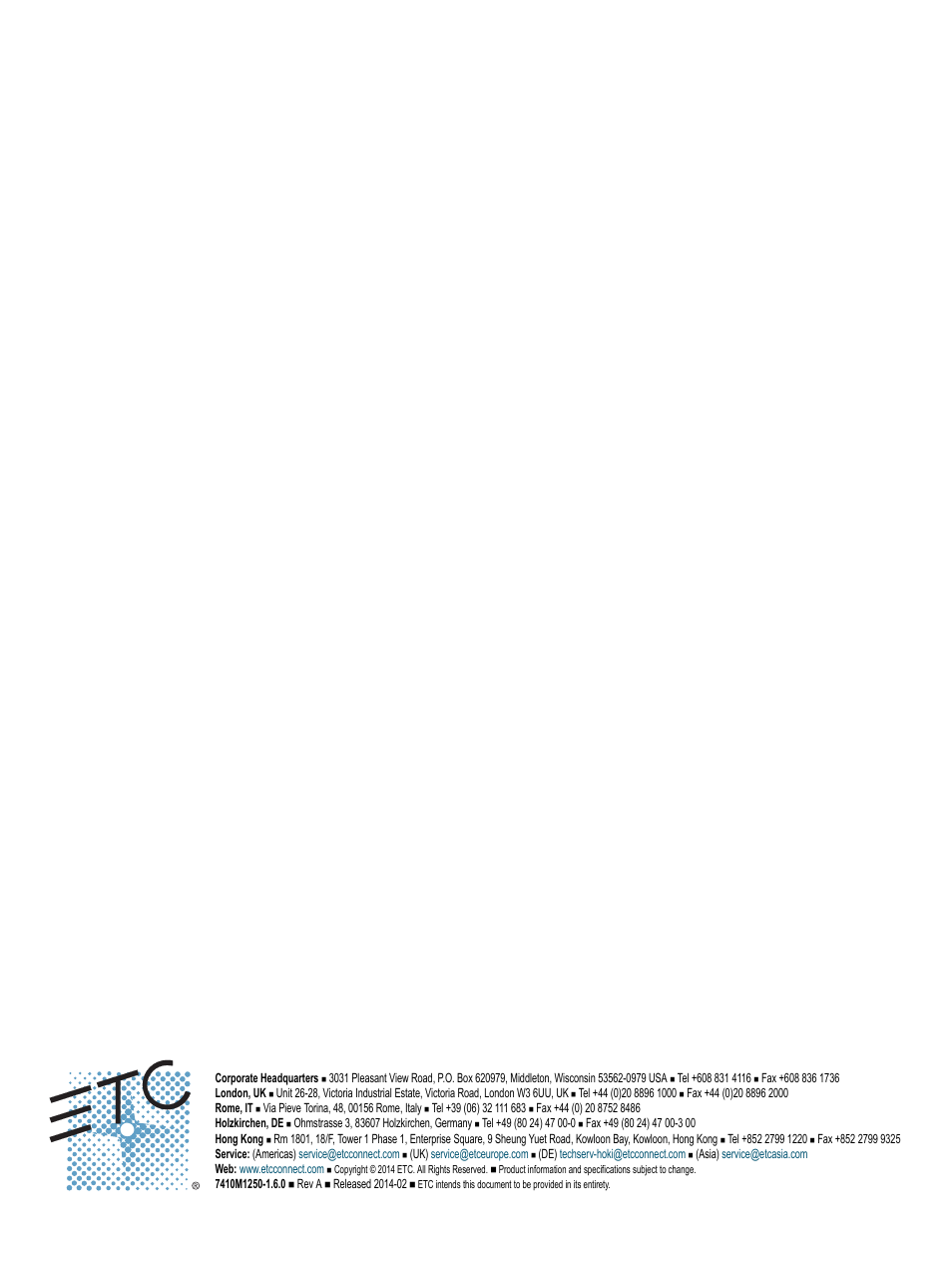 ETC Desire Series XTI v1.6.0 User Manual | Page 48 / 48