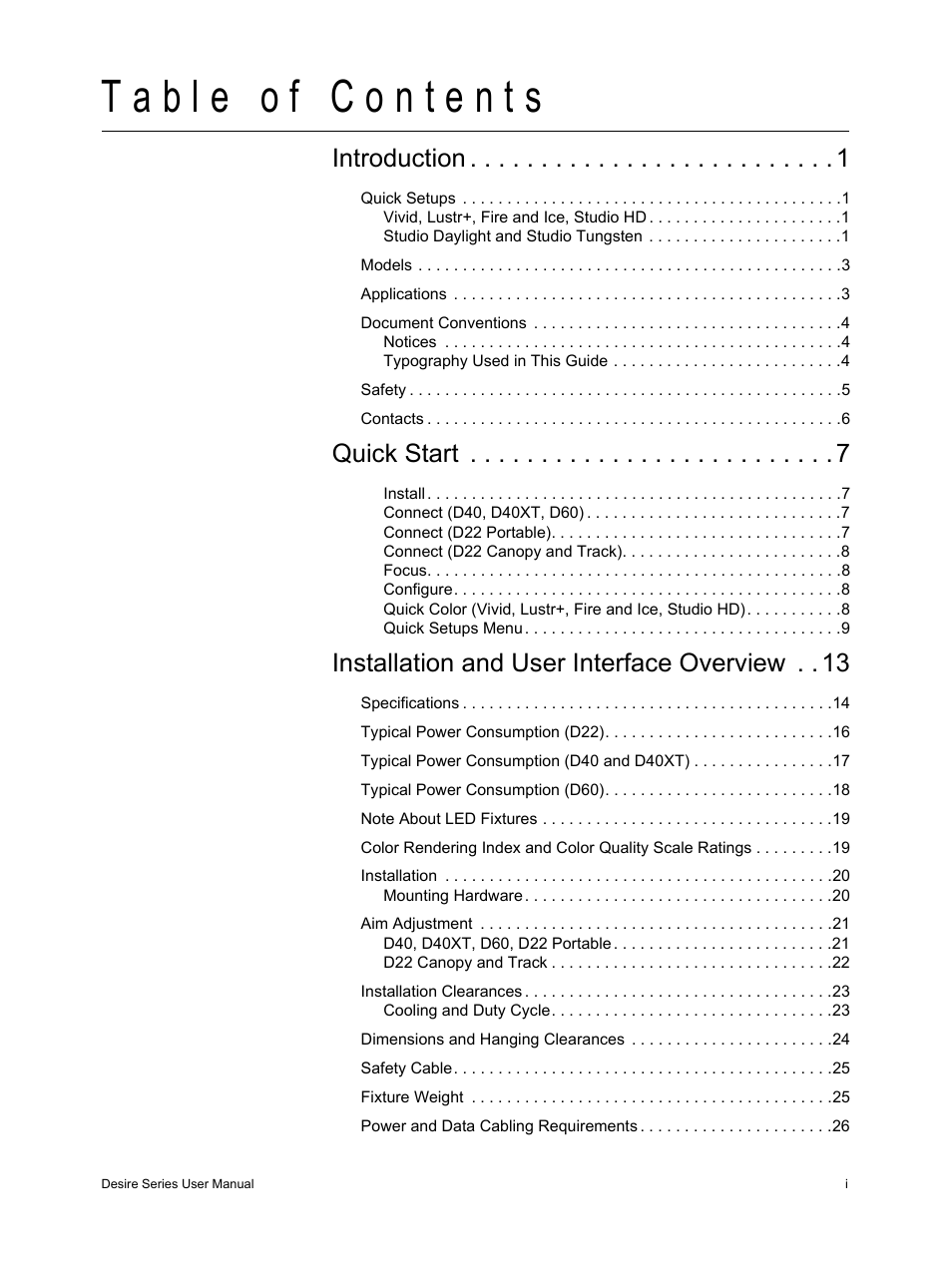 Introduction, Quick start, Installation and user interface overview | ETC Desire Series v1.6.0 User Manual User Manual | Page 3 / 100