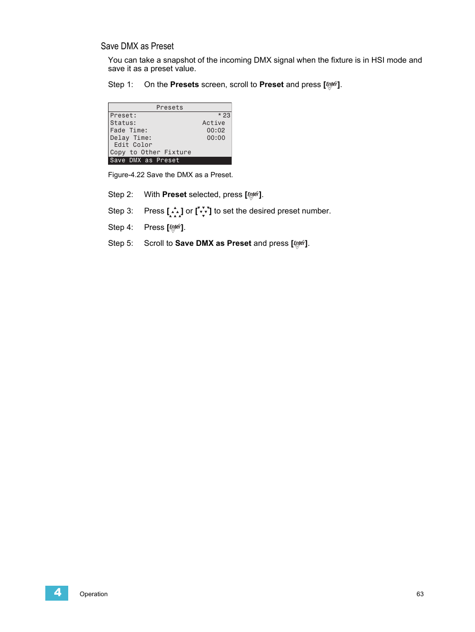 Save dmx as preset | ETC Desire Series v1.6.0 User Manual User Manual | Page 69 / 100