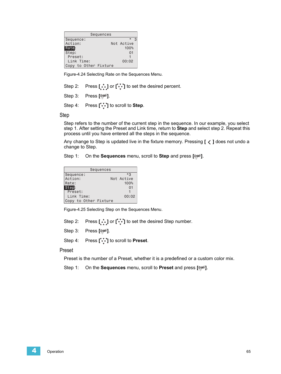 Step, Preset | ETC Desire Series v1.6.0 User Manual User Manual | Page 71 / 100