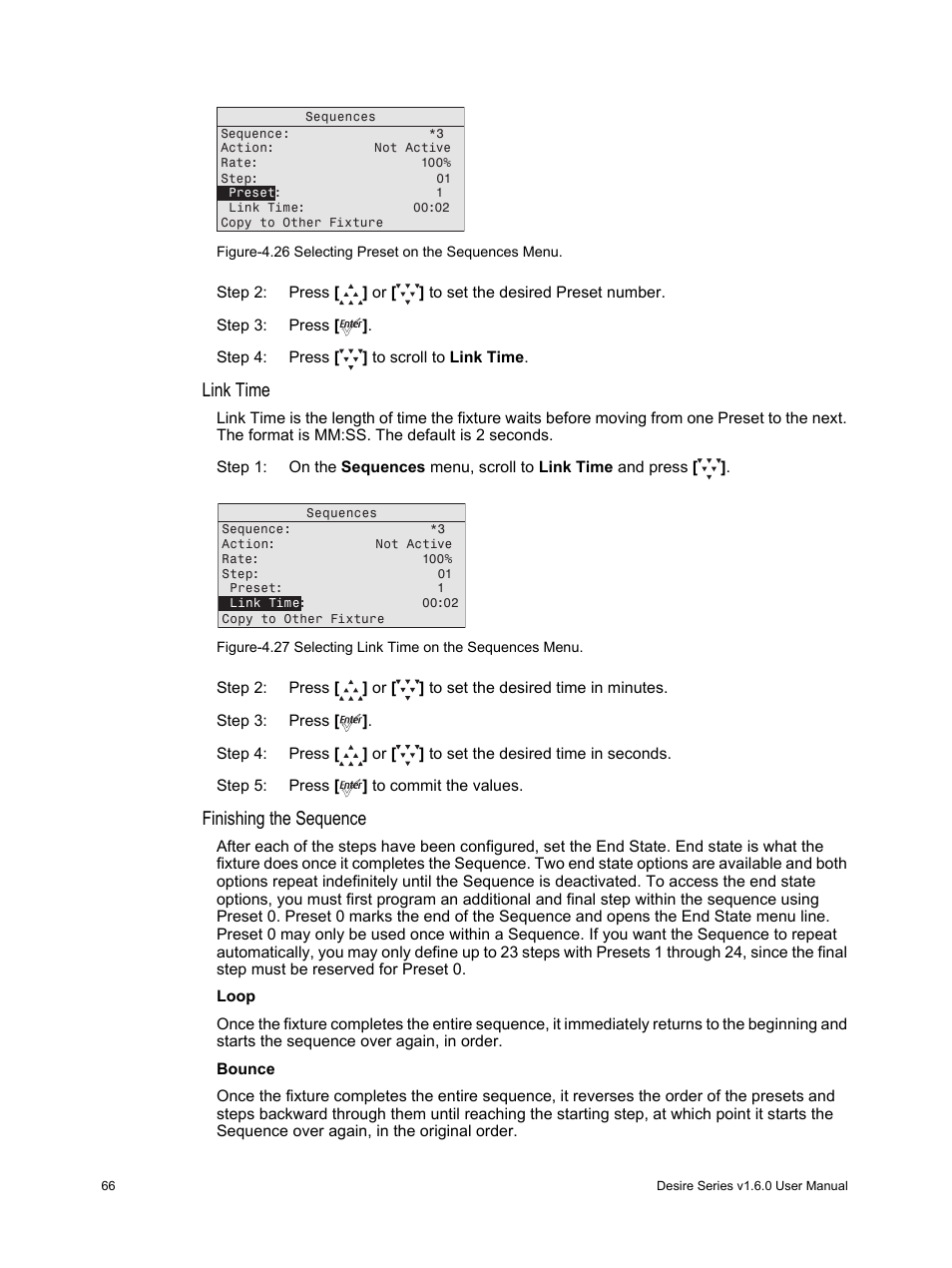 Link time, Finishing the sequence | ETC Desire Series v1.6.0 User Manual User Manual | Page 72 / 100