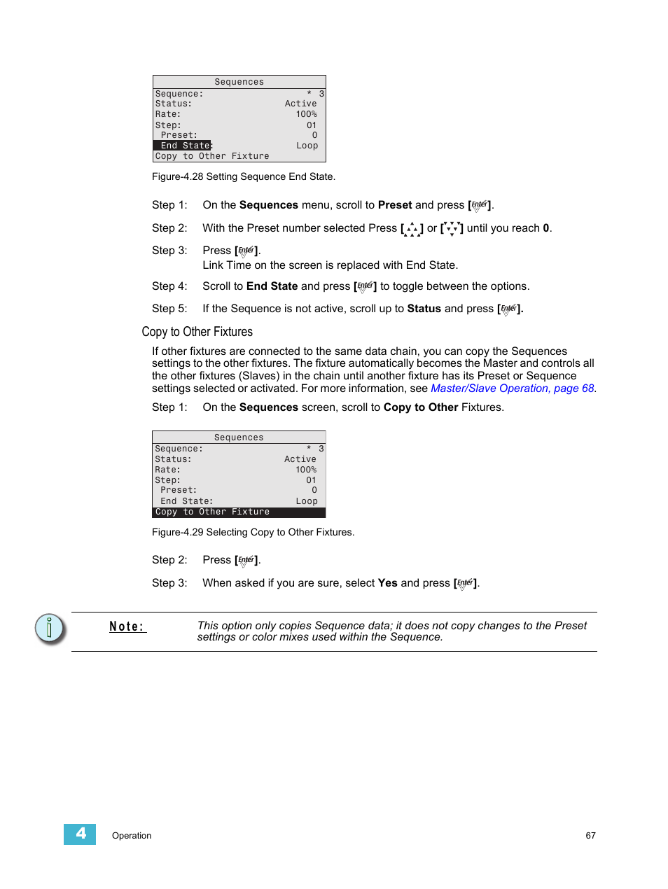 Copy to other fixtures, N o t e | ETC Desire Series v1.6.0 User Manual User Manual | Page 73 / 100