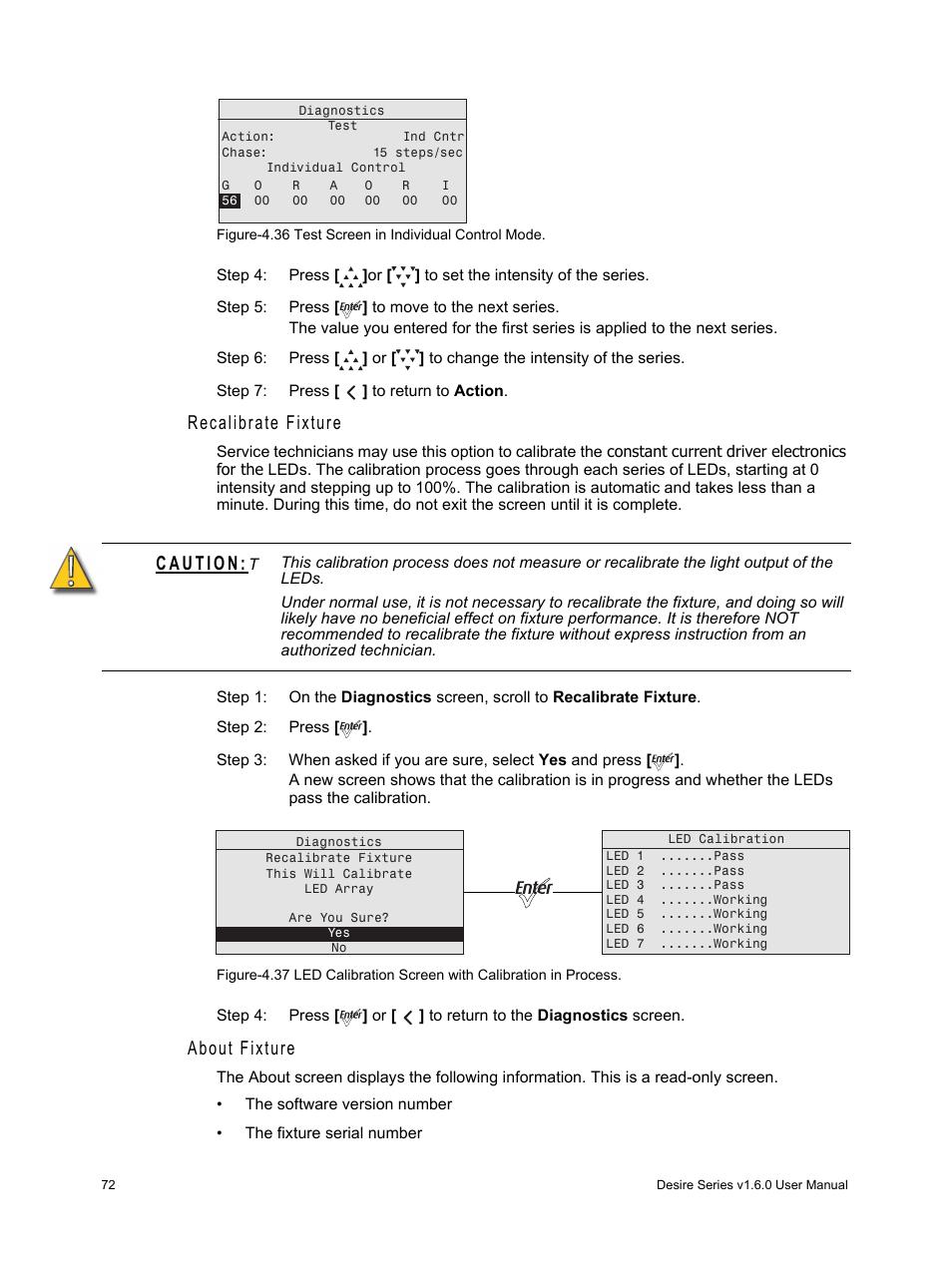 Recalibrate fixture, About fixture | ETC Desire Series v1.6.0 User Manual User Manual | Page 78 / 100