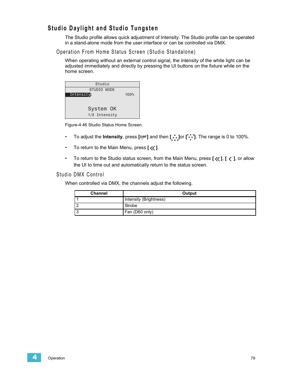 Studio daylight and studio tungsten, Studio dmx control | ETC Desire Series v1.6.0 User Manual User Manual | Page 85 / 100