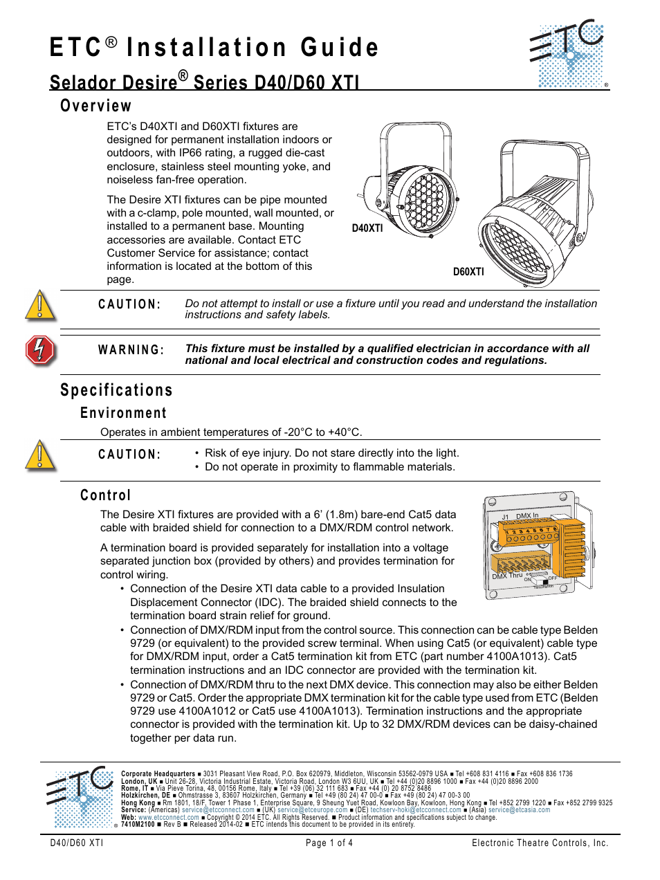 ETC Desire Series XTI User Manual | 4 pages