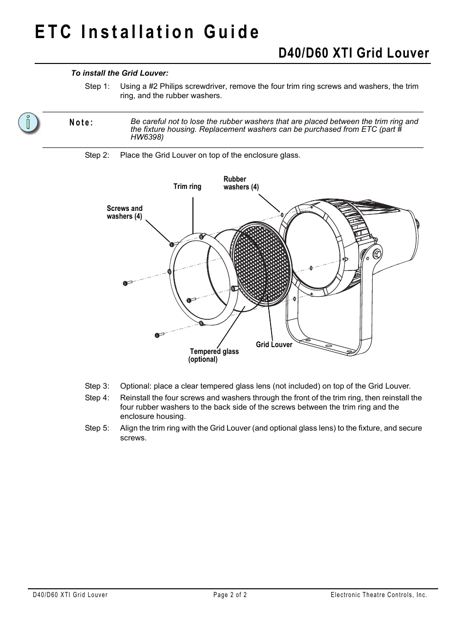 D40/d60 xti grid louver | ETC Desire Series XTI Grid Louver User Manual | Page 2 / 2
