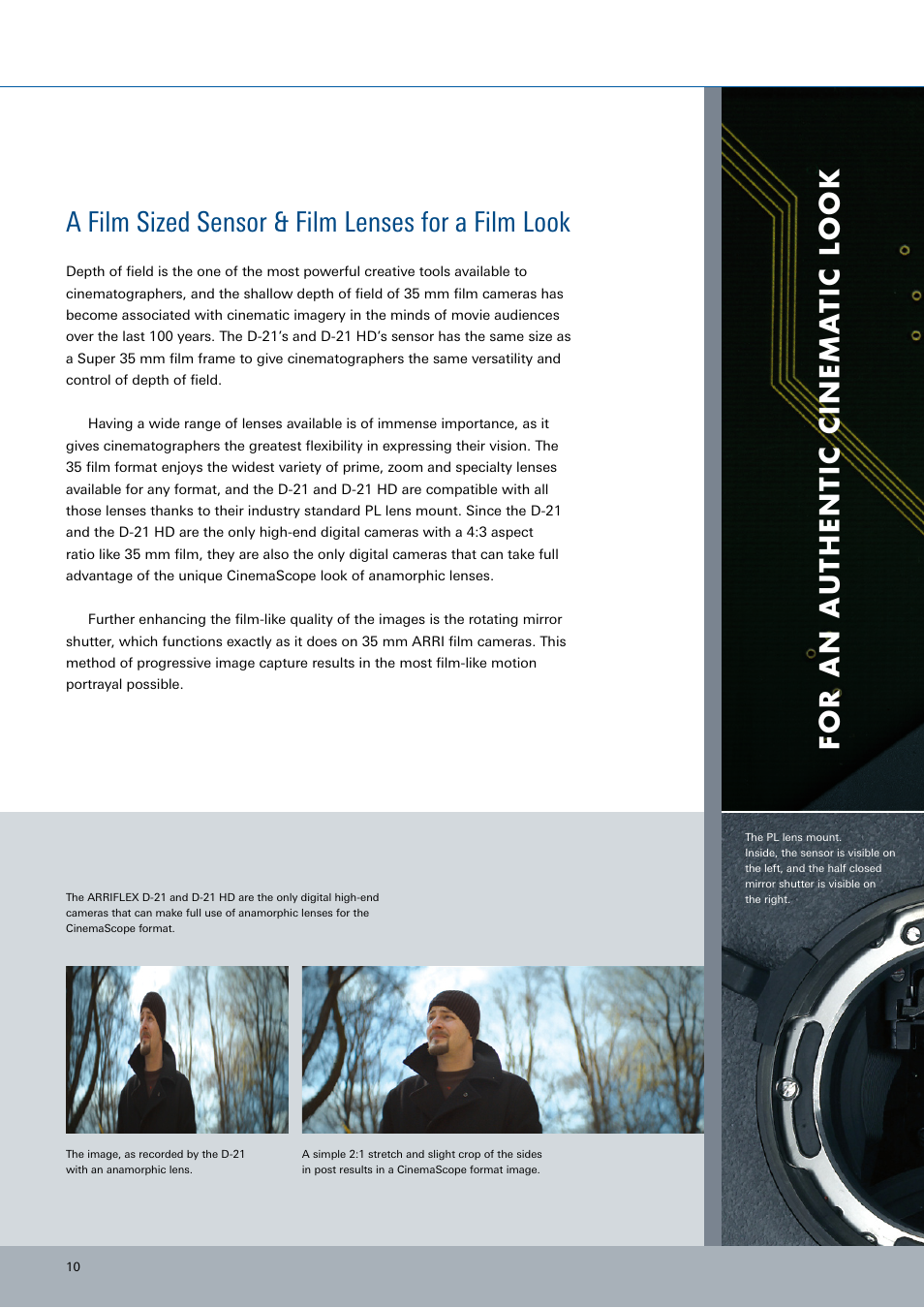 A film sized sensor & film lenses for a film look | ARRI ARRIFLEX D-21 User Manual | Page 10 / 24