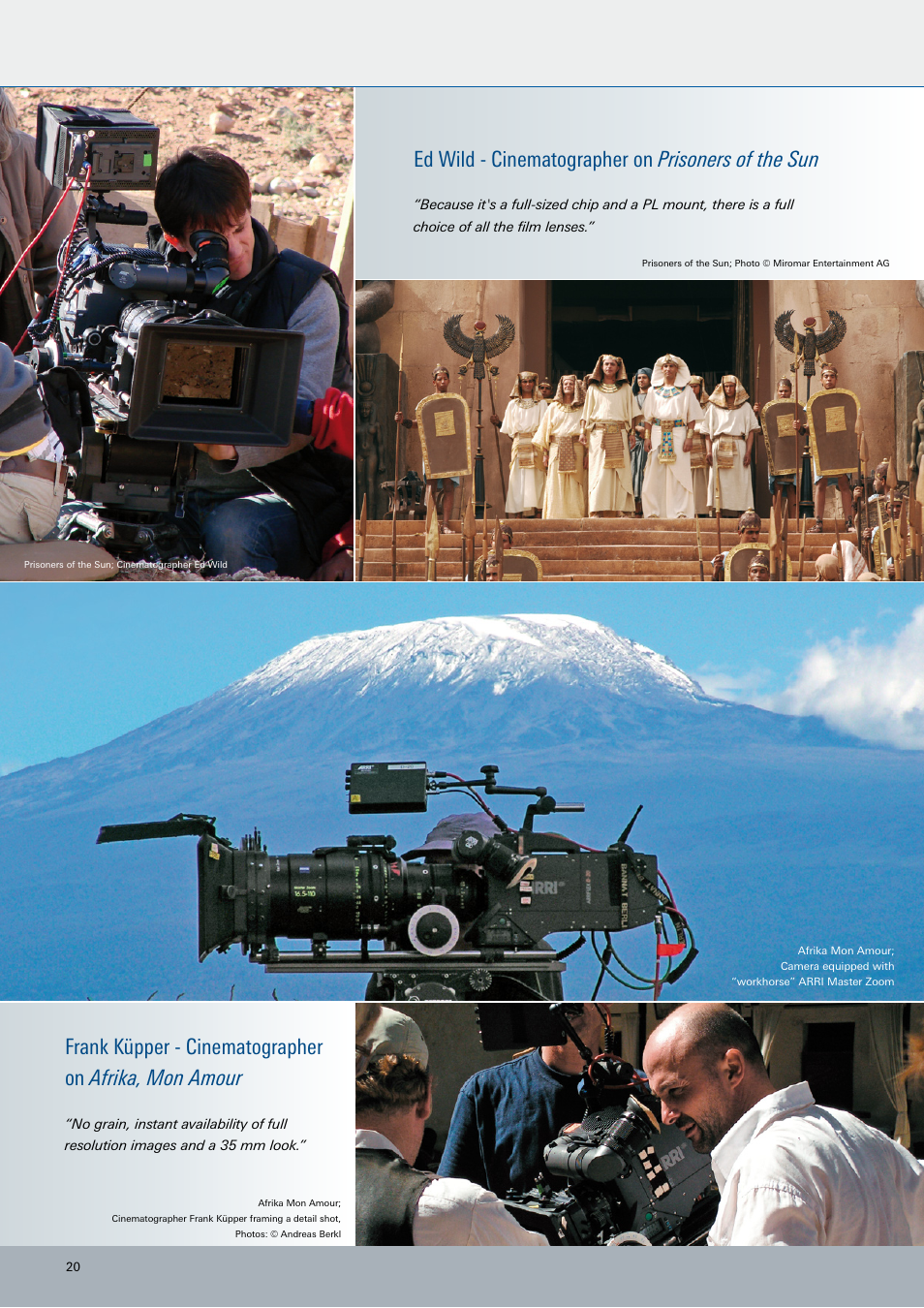 Ed wild - cinematographer on prisoners of the sun | ARRI ARRIFLEX D-21 User Manual | Page 20 / 24