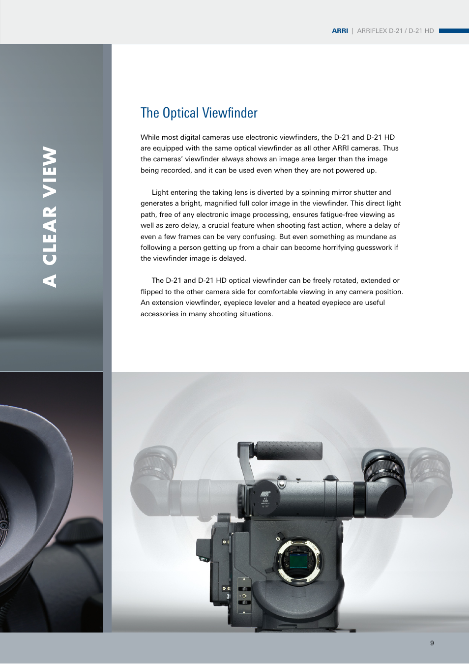 The optical viewfinder | ARRI ARRIFLEX D-21 User Manual | Page 9 / 24